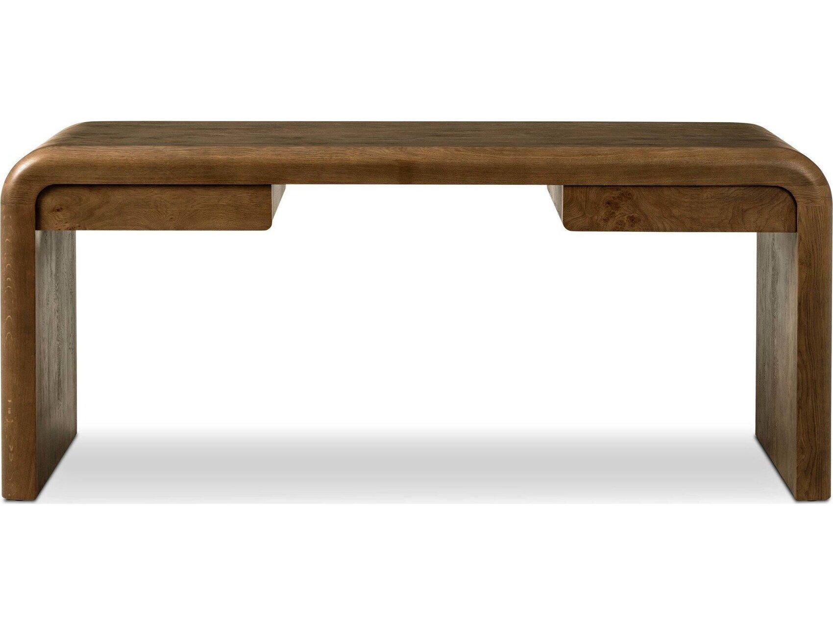 Four Hands Collins Rye Burl Oak Veneer Brown Wood Writing Desk