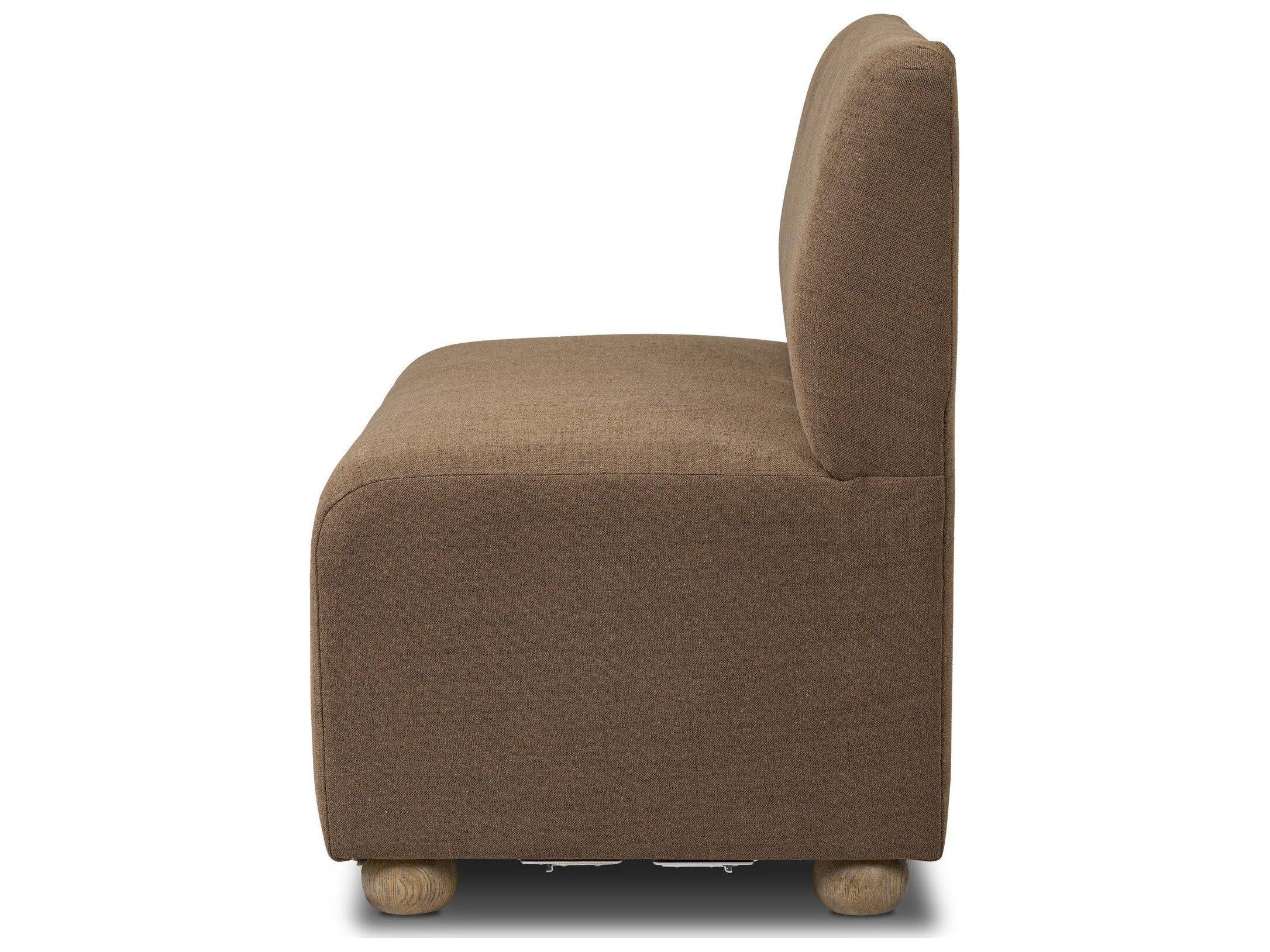 Four Hands Easton Oak Wood Brown Upholstered Armless Dining Chair