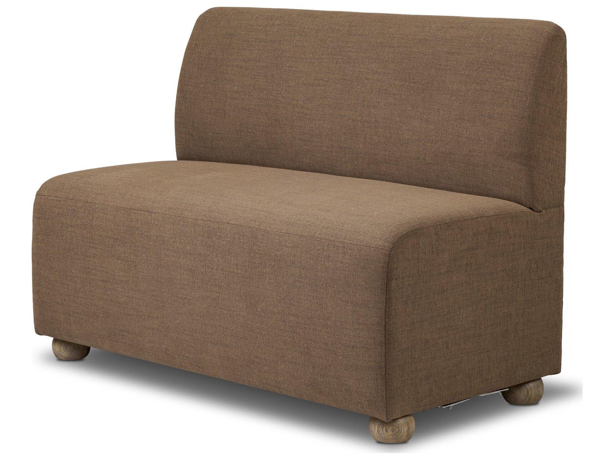 Four Hands Easton Oak Wood Brown Upholstered Armless Dining Chair