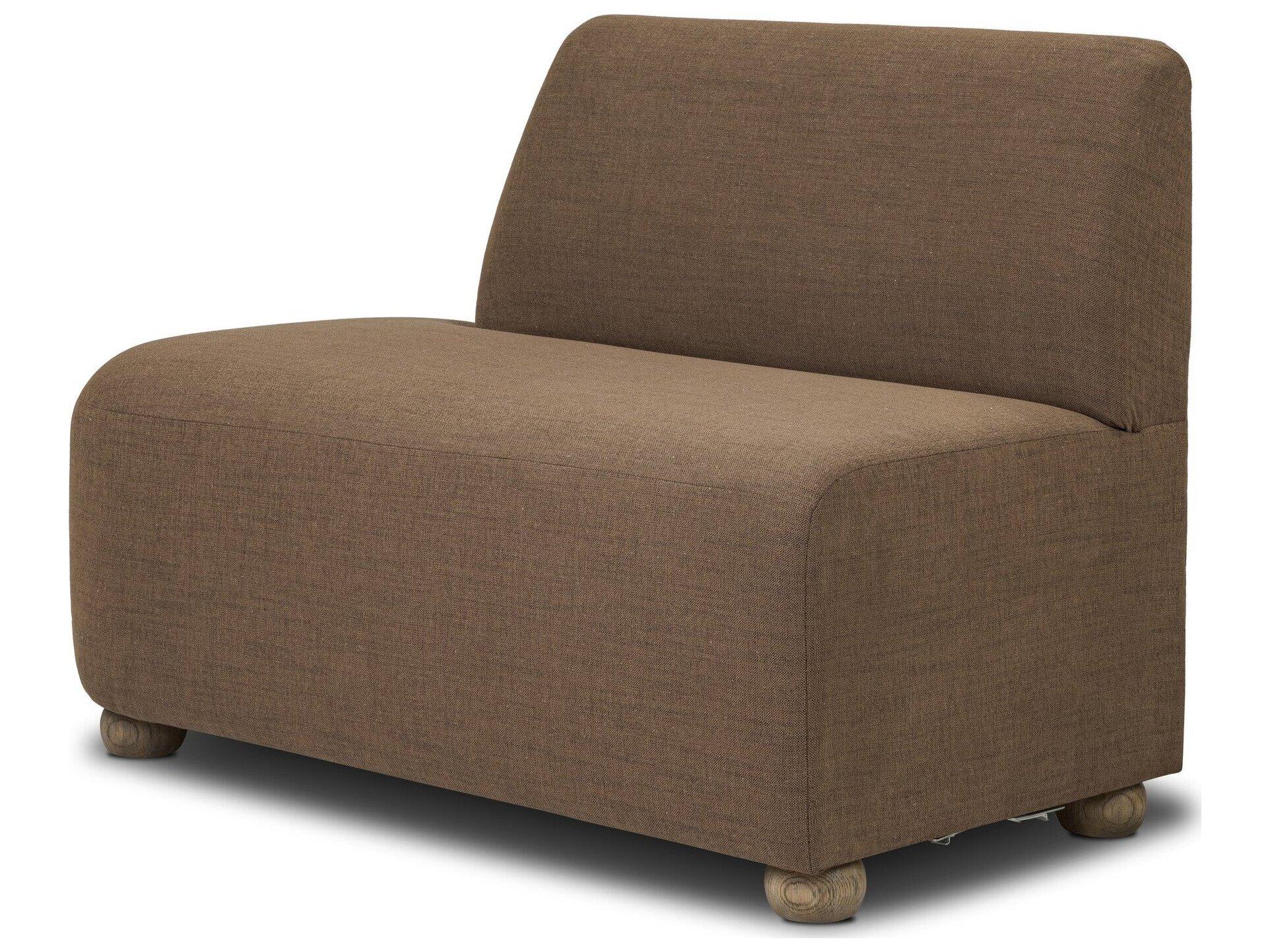 Four Hands Easton Oak Wood Brown Upholstered Armless Dining Chair