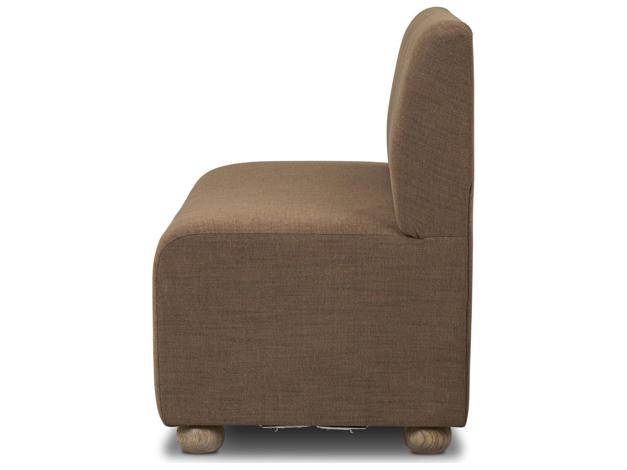 Four Hands Easton Oak Wood Brown Upholstered Armless Dining Chair