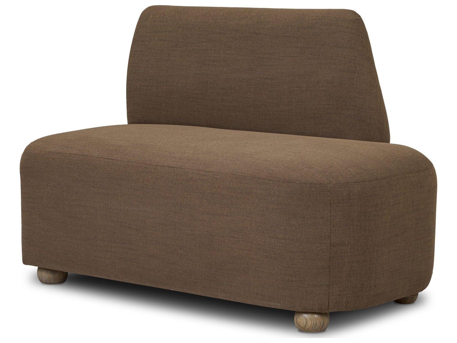 Four Hands Easton Oak Wood Brown Upholstered Armless Dining Chair