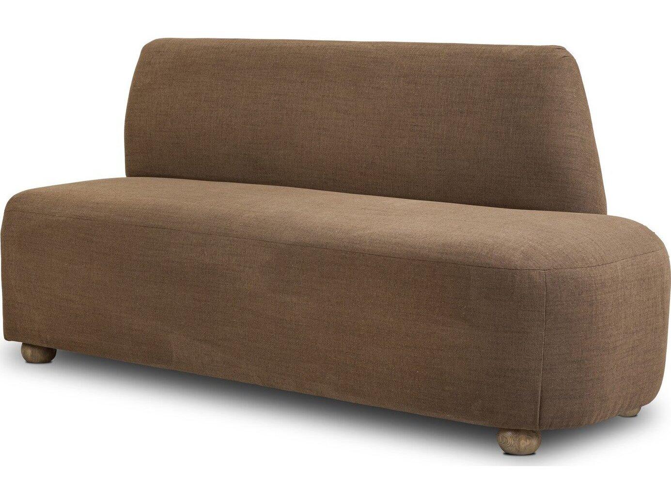 Four Hands Easton Oak Wood Brown Upholstered Armless Dining Chair