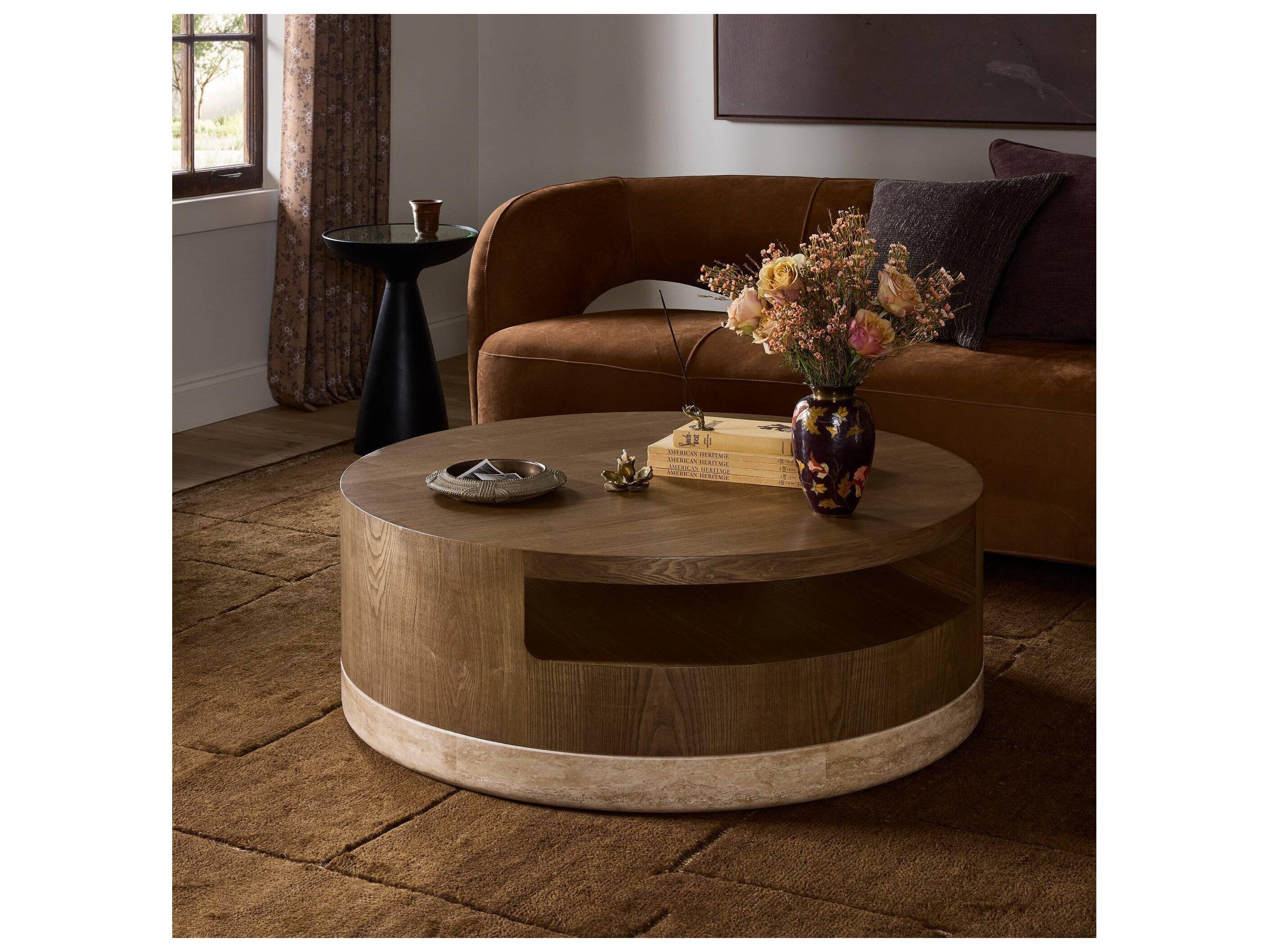 Four Hands Allston Round Wood Coffee Table