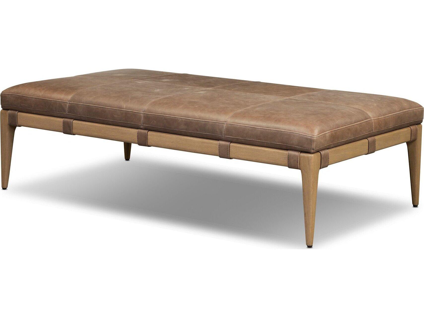 Four Hands Codetta Palermo Cigar Brown Leather Ottoman