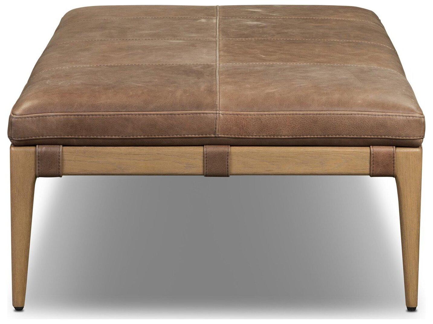 Four Hands Codetta Palermo Cigar Brown Leather Ottoman