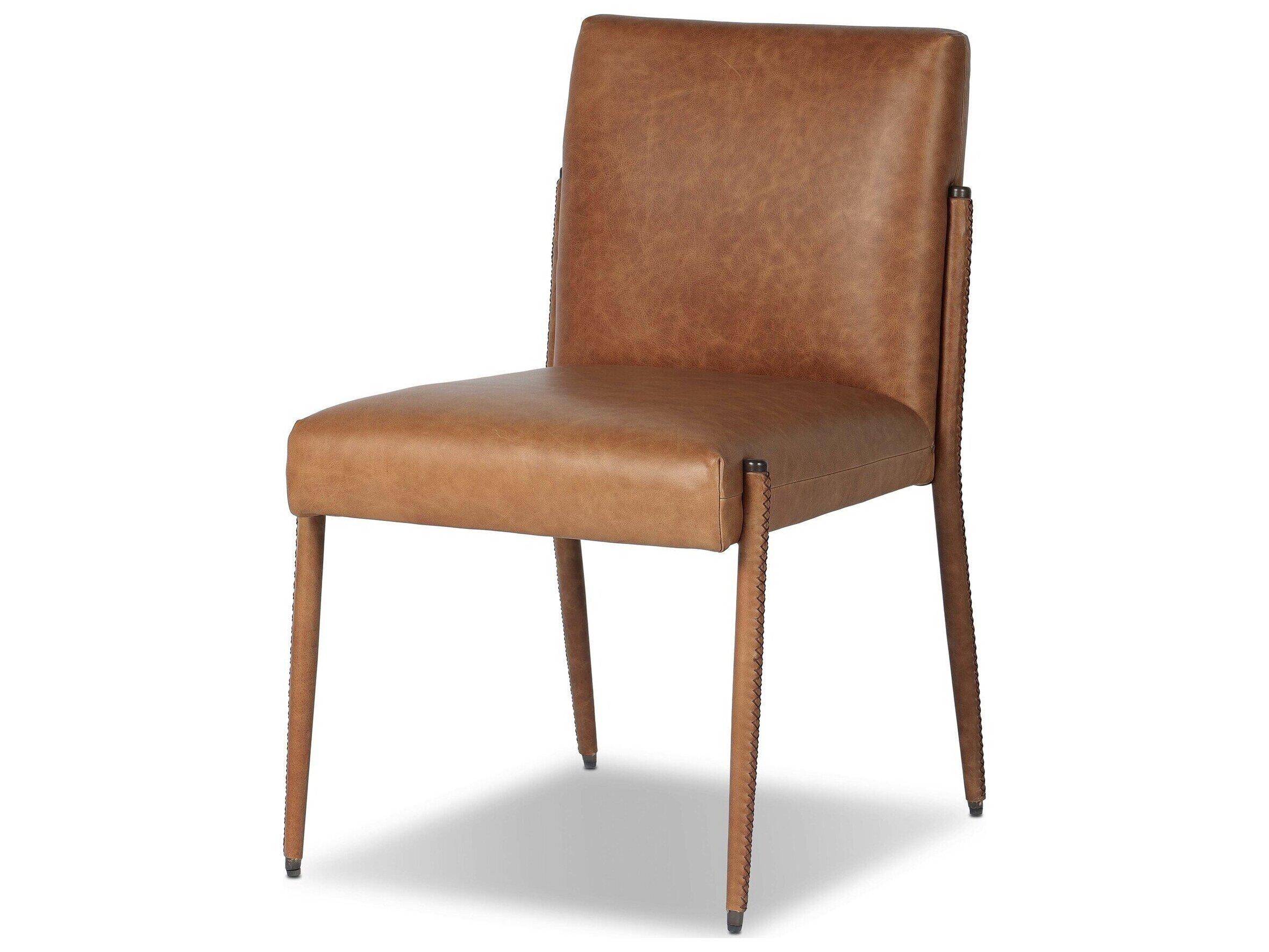 Four Hands Houghton Brown Leather Armless Dining Chair