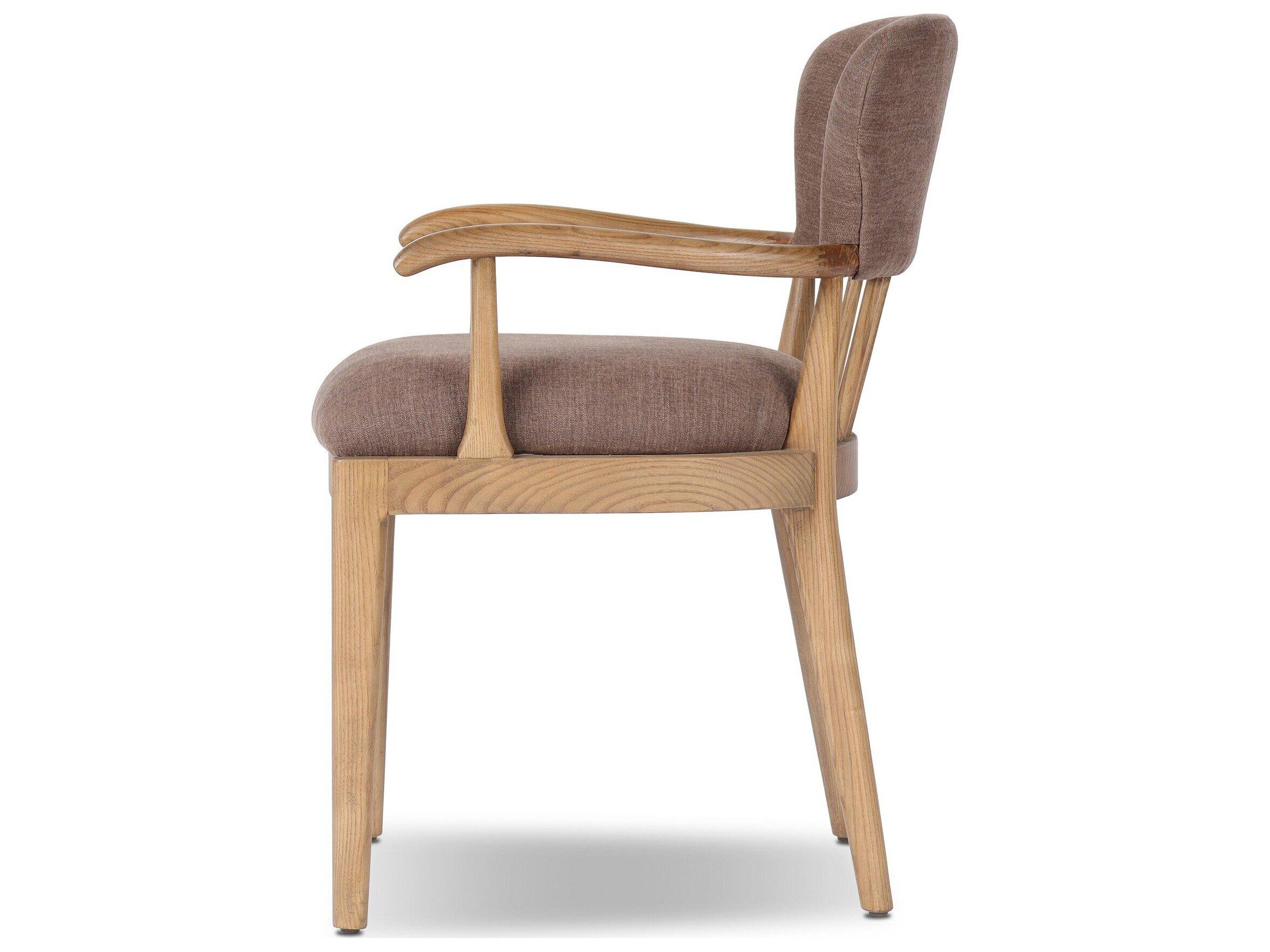 Four Hands Houghton Ash Wood Natural Upholstered Arm Dining Chair