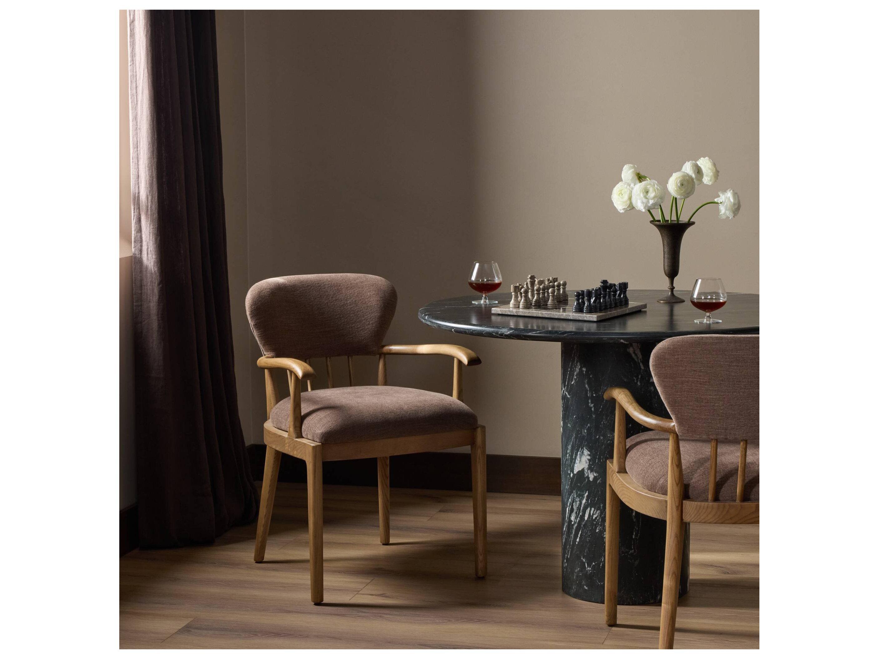 Four Hands Houghton Ash Wood Natural Upholstered Arm Dining Chair