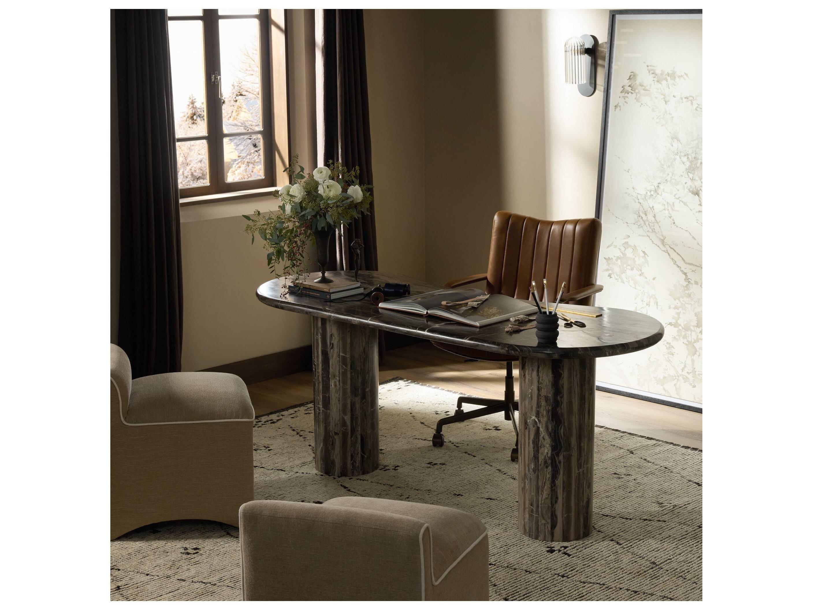 Four Hands Rockwell Rocky Brown Marble Writing Desk