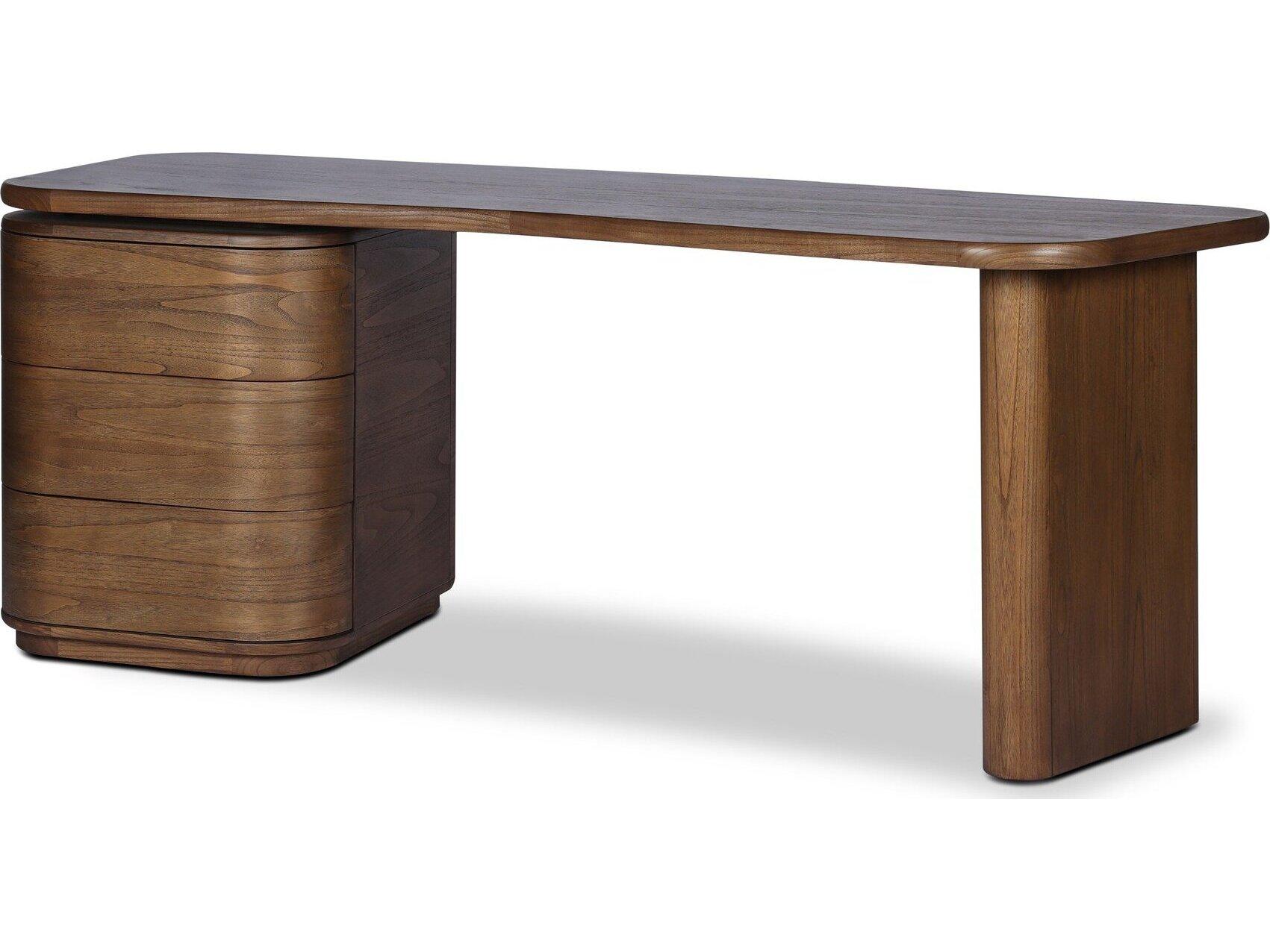 Four Hands Hamilton Amber Sungkai Veneer Brown Wood Executive Desk