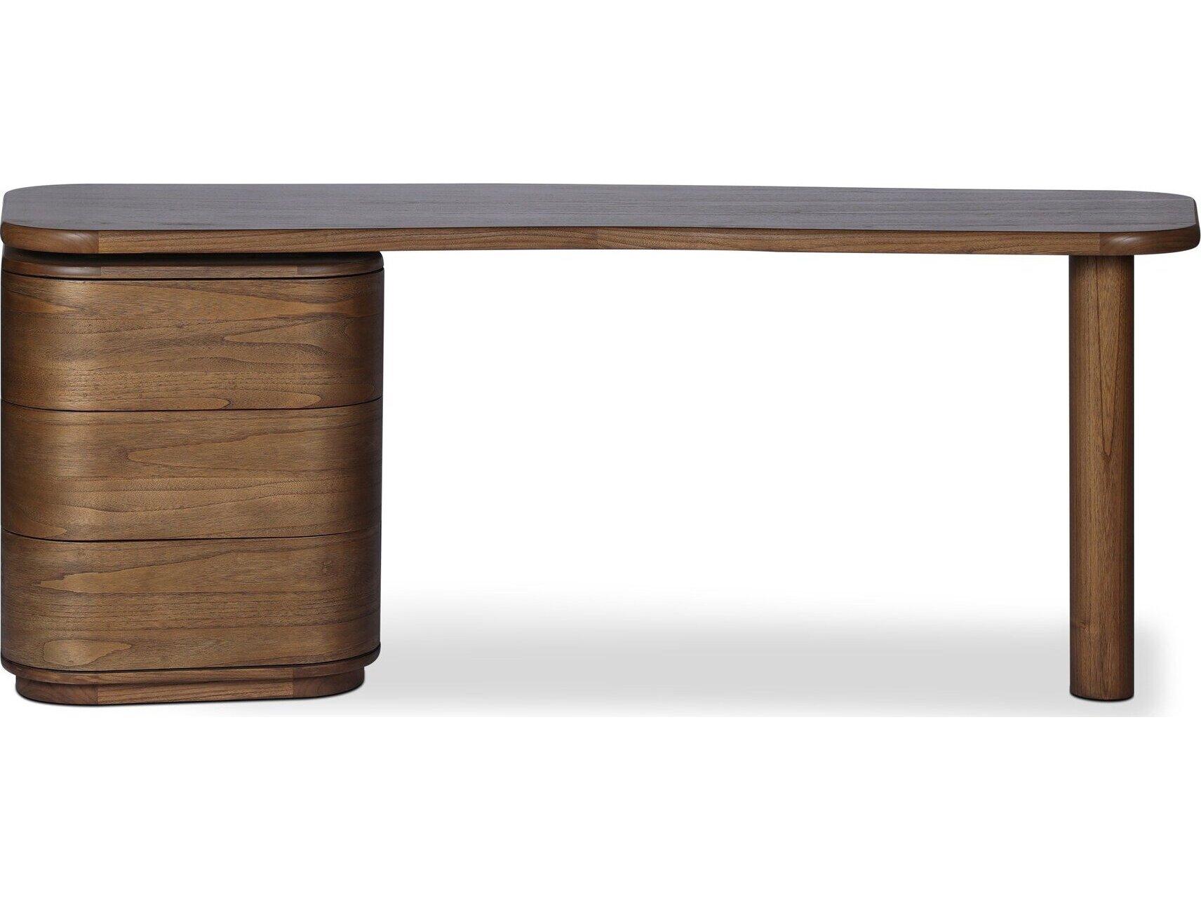 Four Hands Hamilton Amber Sungkai Veneer Brown Wood Executive Desk
