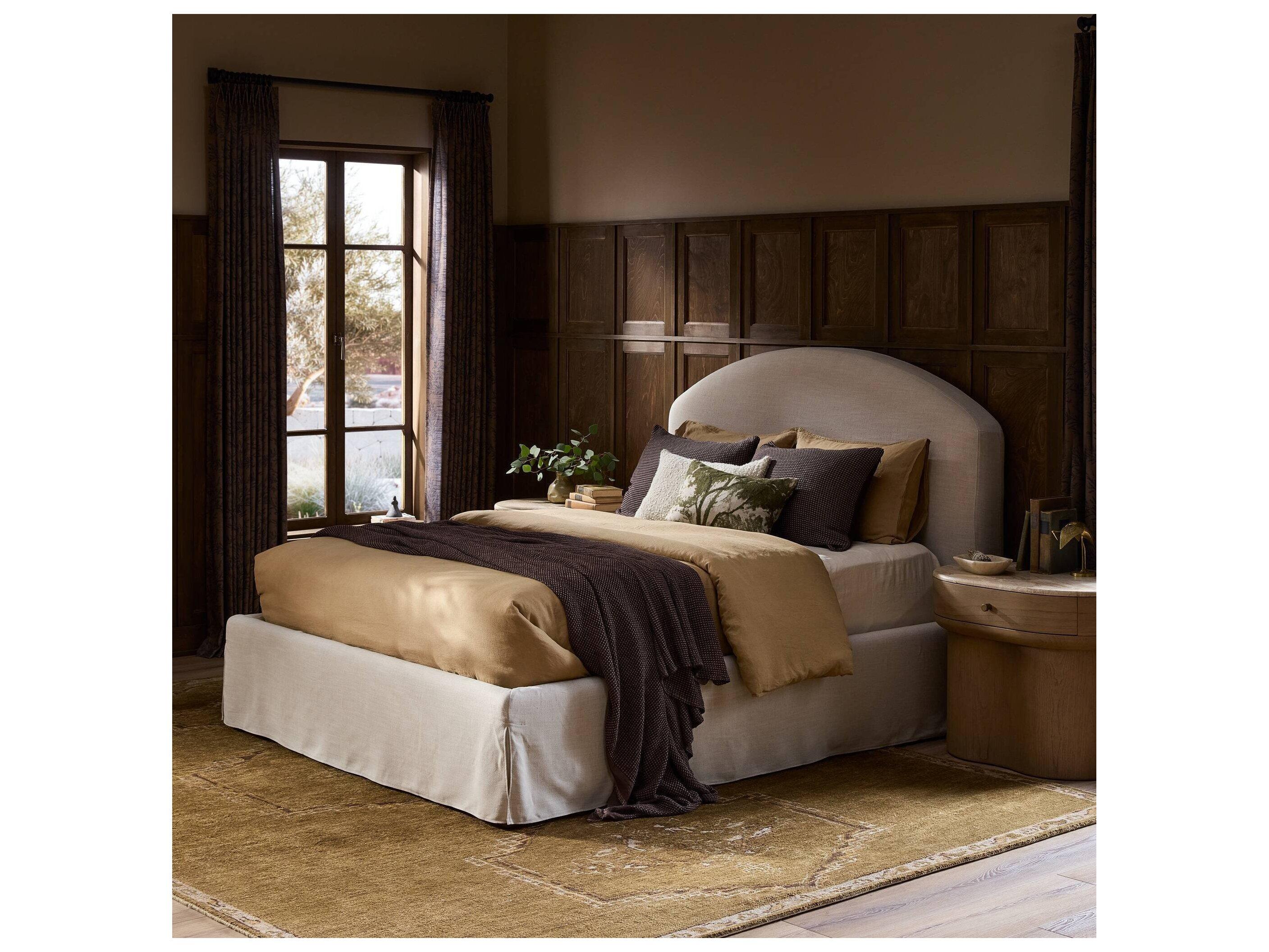 Four Hands Kensington Beige Parrawood Upholstered King Platform Bed