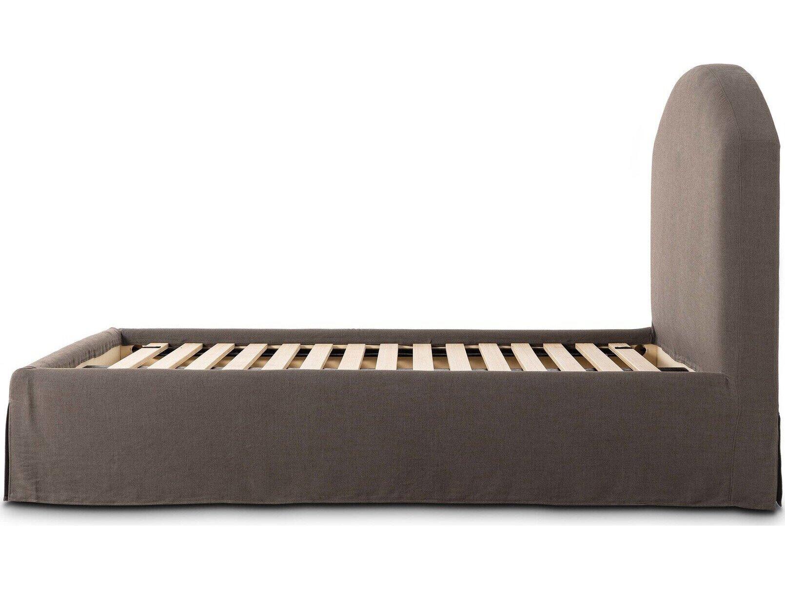 Four Hands Kensington Brown Parrawood Upholstered Queen Platform Bed