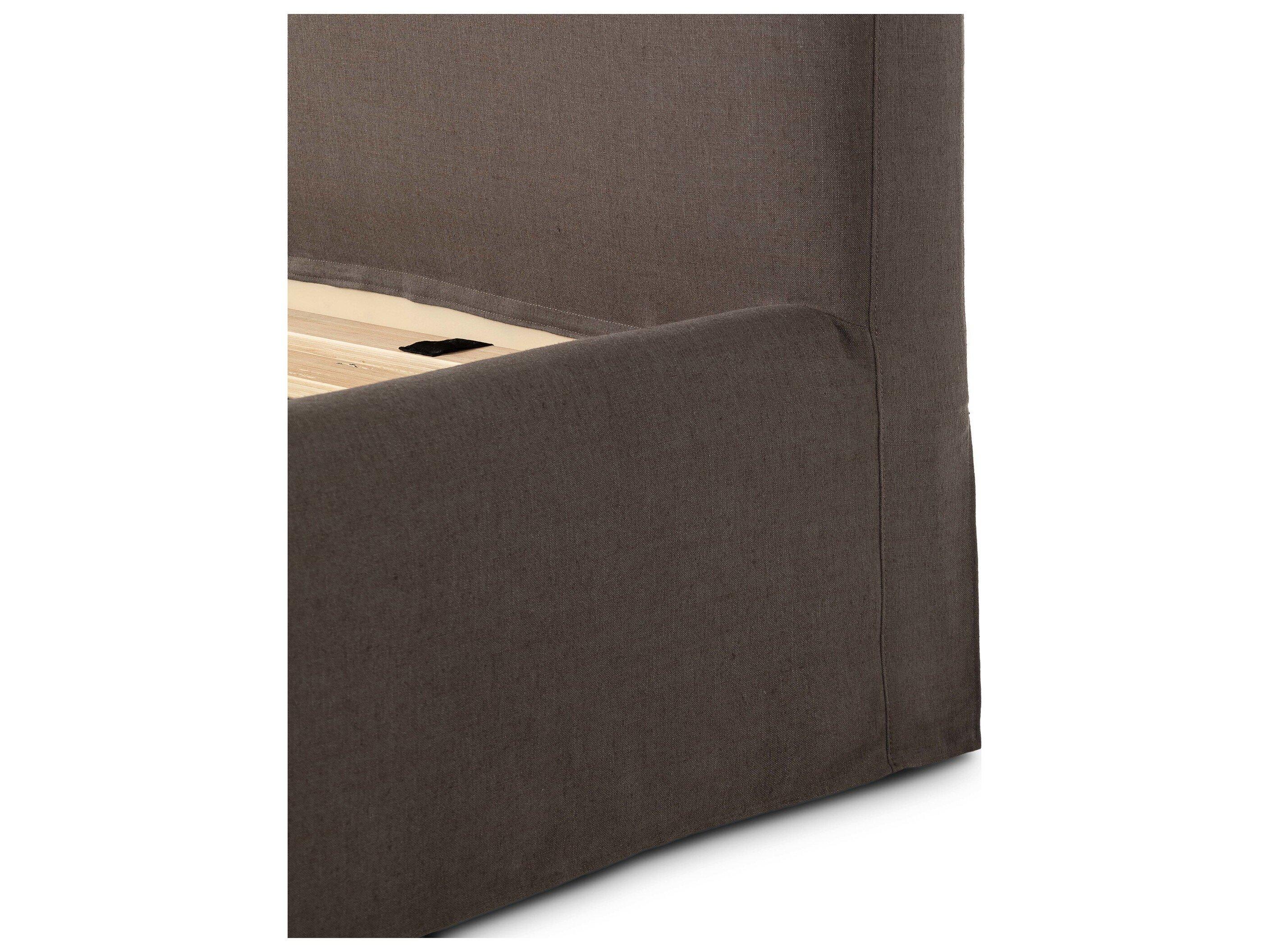 Four Hands Kensington Brown Parrawood Upholstered Queen Platform Bed