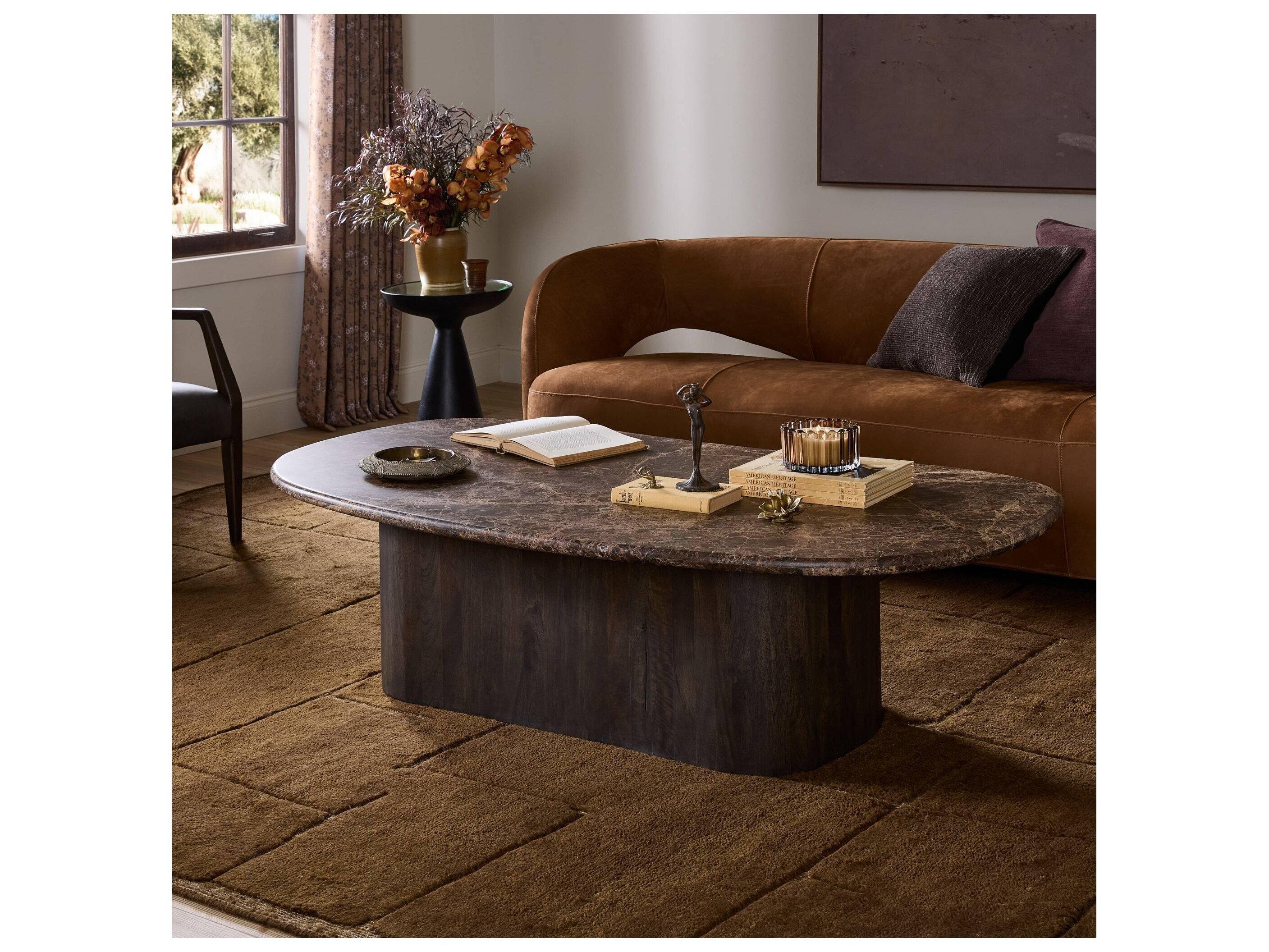 Four Hands Prescott Oval Marble Coffee Table