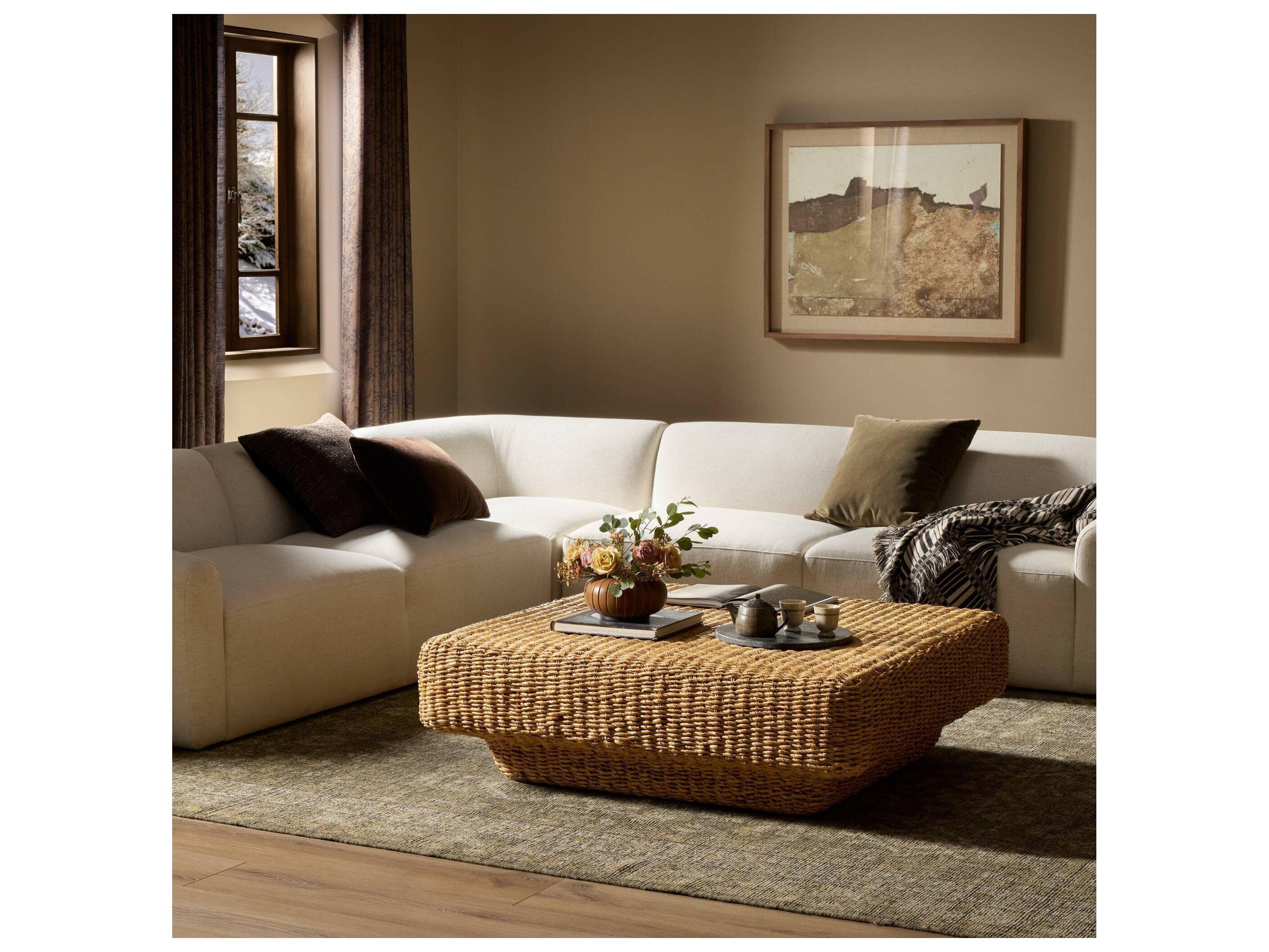 Four Hands Grass Roots Square Rattan Coffee Table