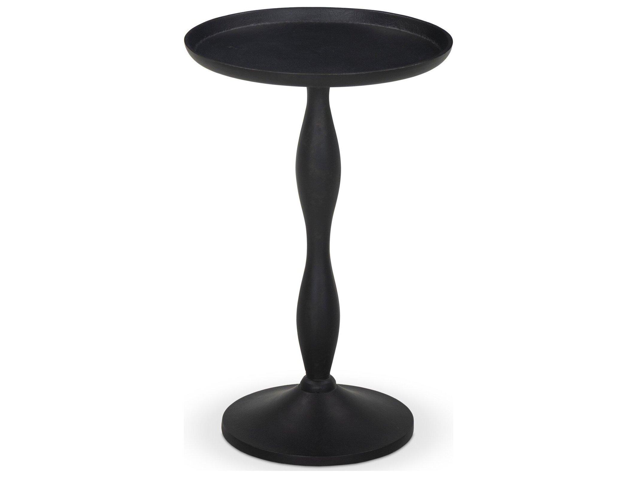 Four Hands Marlow Round Black Antique Metal End Table