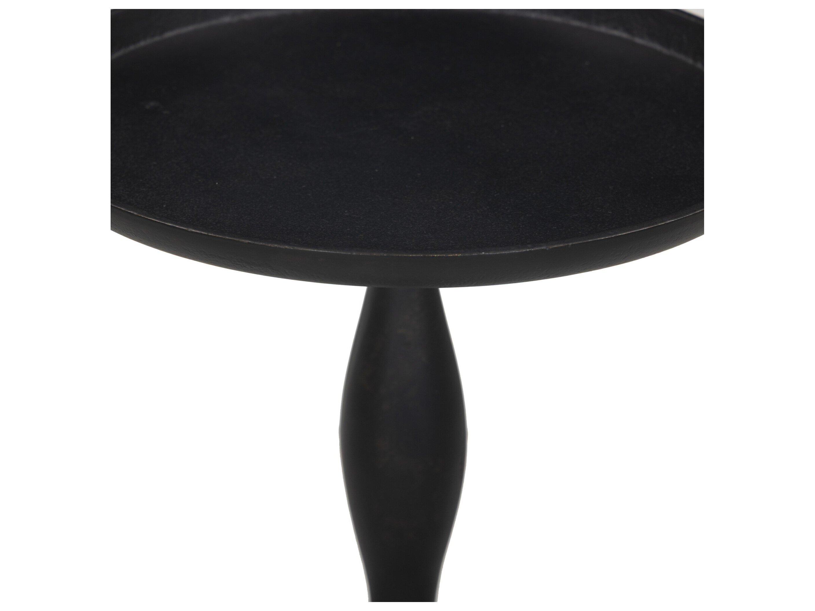 Four Hands Marlow Round Black Antique Metal End Table