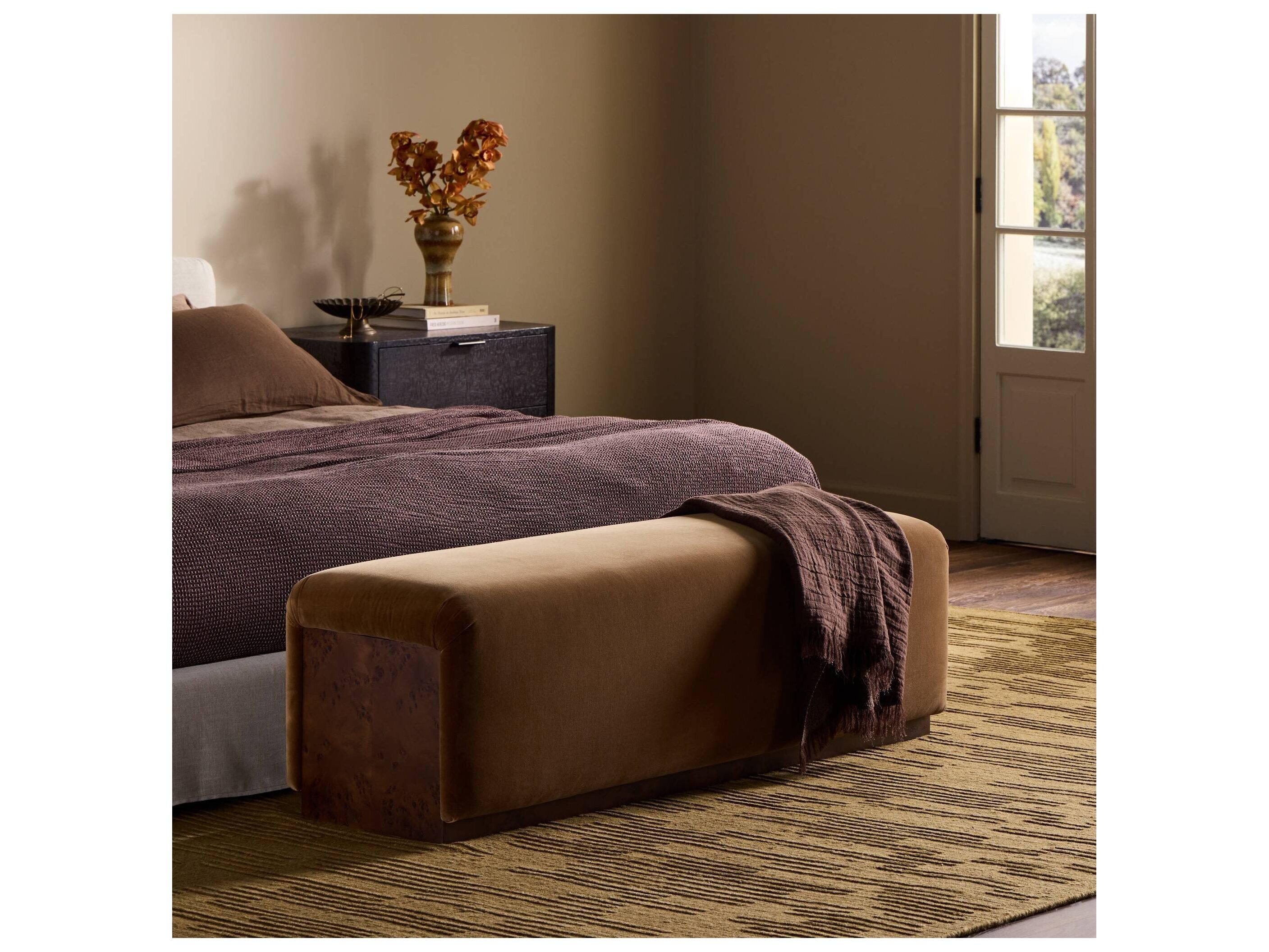 Four Hands Grayson Poplar Wood Brown Upholstered Armless Dining Chair