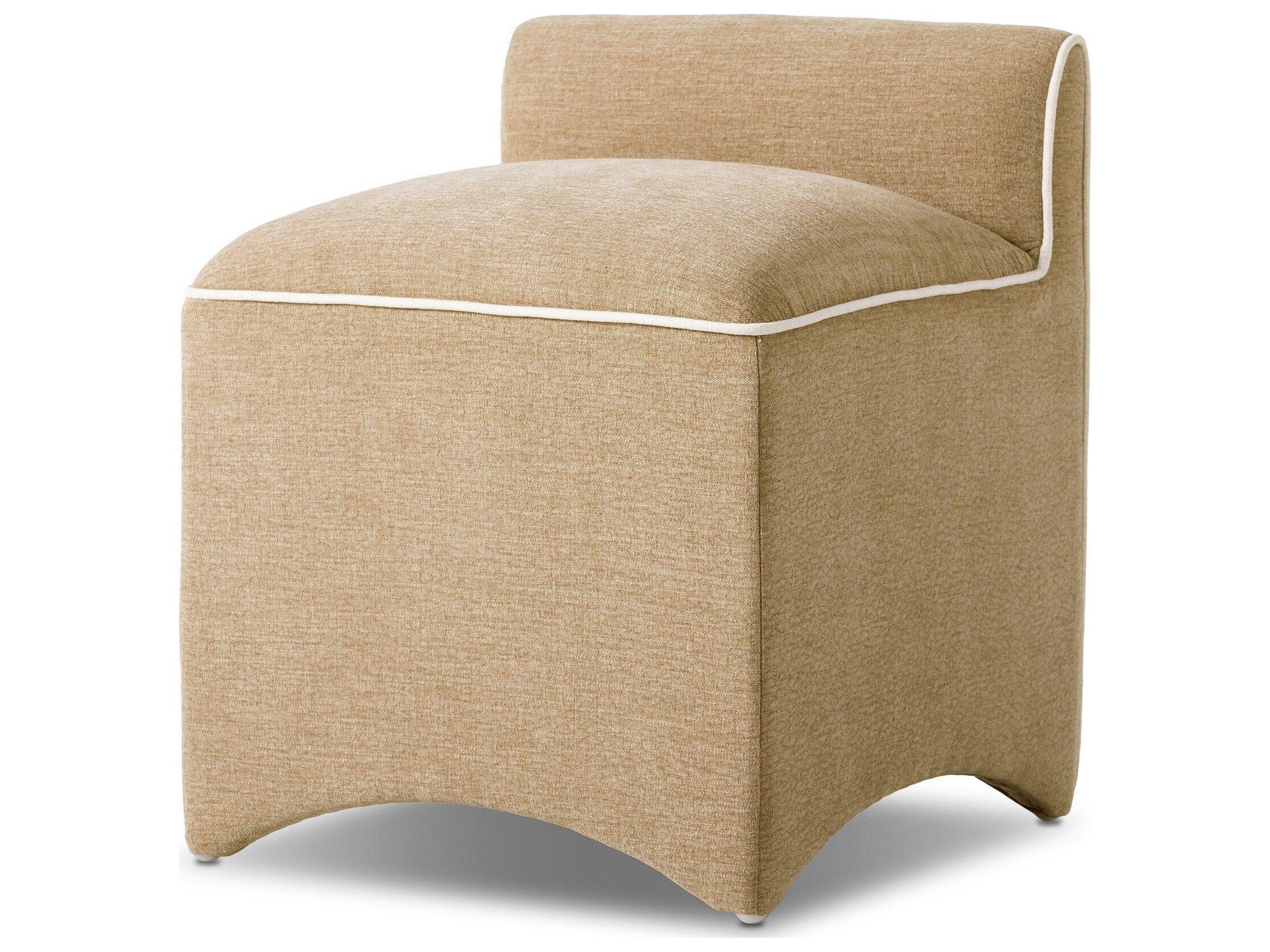 Four Hands Kensington Laughlin Natural Tan Upholstered Accent Stool