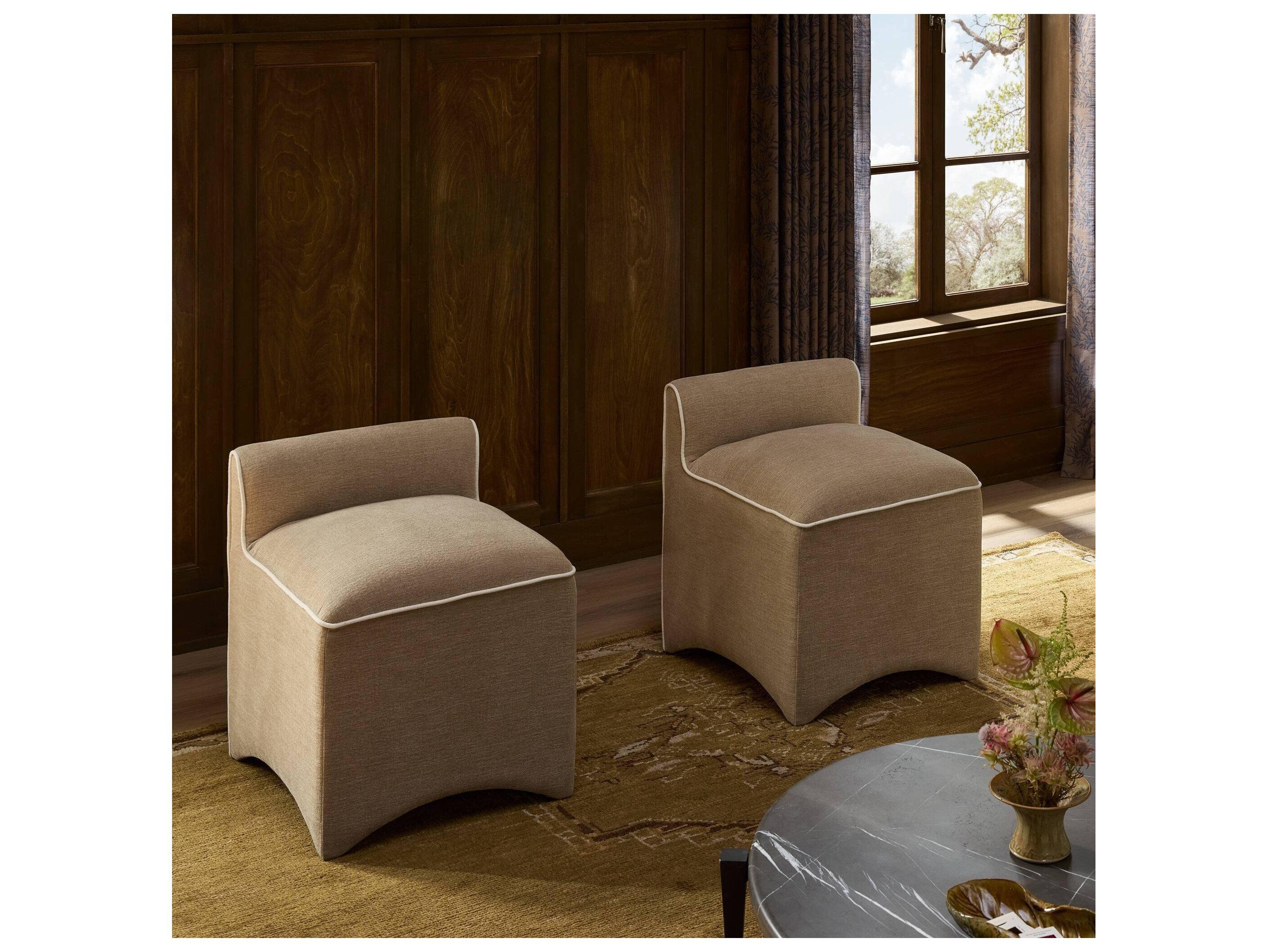 Four Hands Kensington Laughlin Natural Tan Upholstered Accent Stool