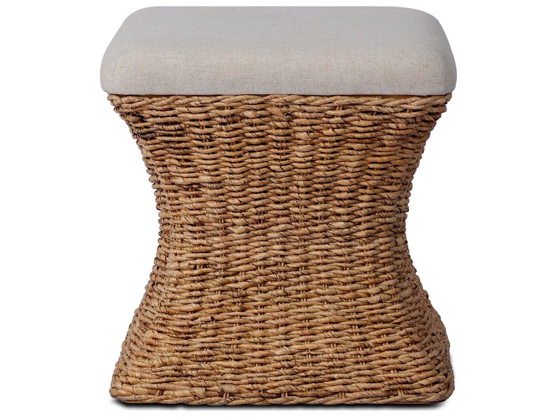 Four Hands Grass Roots Lynchart Sand Tan Upholstered Accent Stool