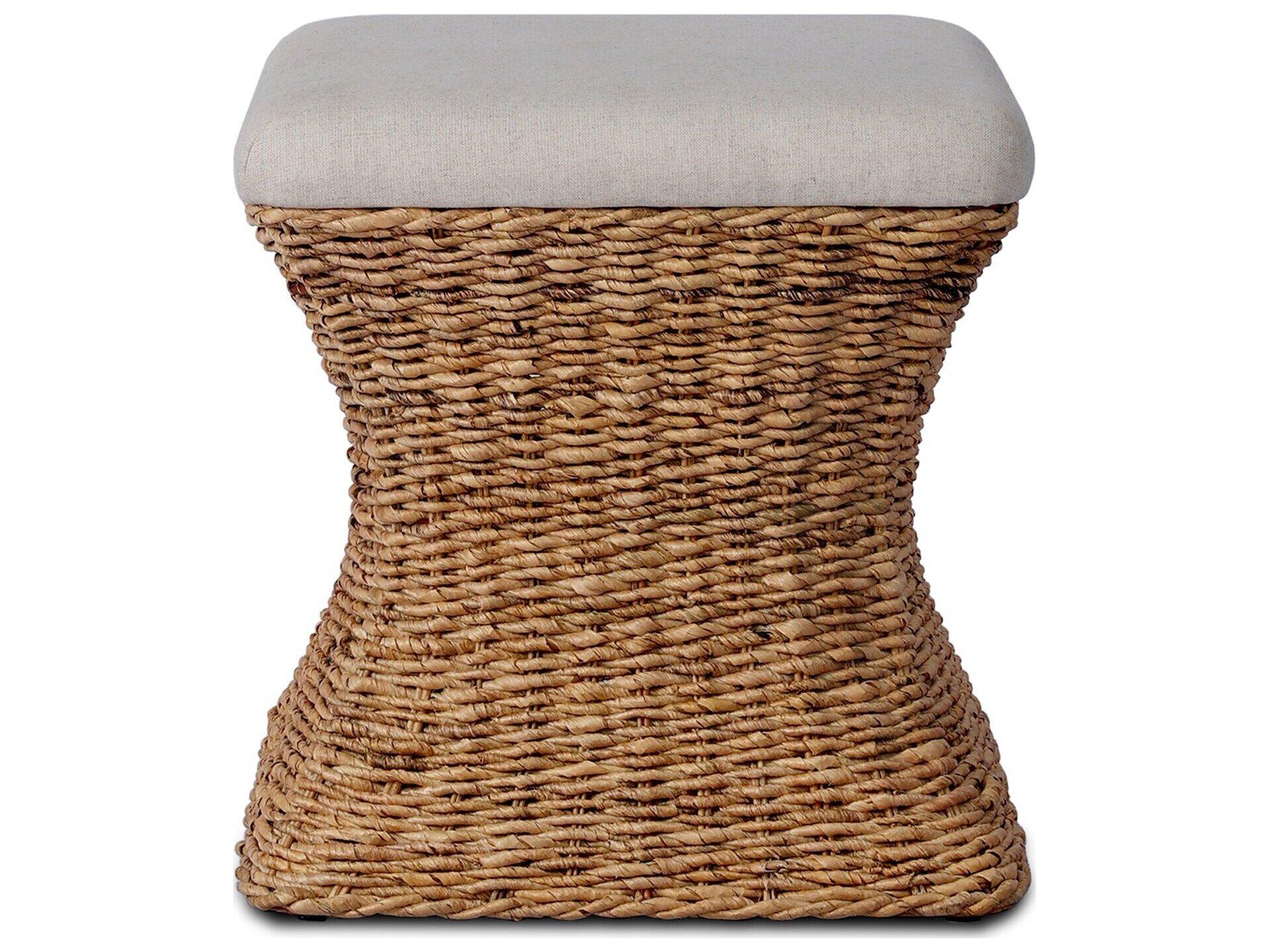 Four Hands Grass Roots Lynchart Sand Tan Upholstered Accent Stool