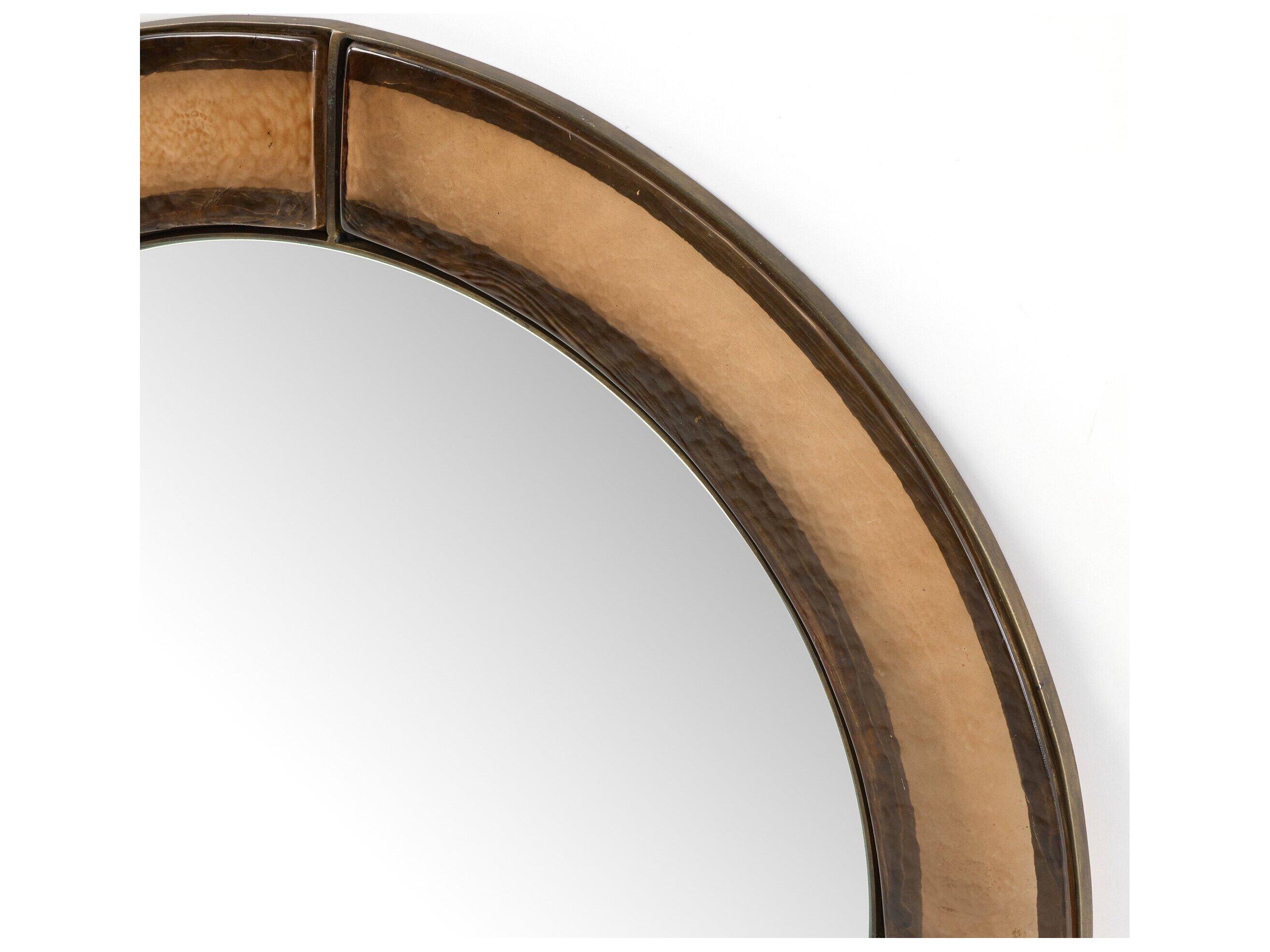 Four Hands Marlow Smoked Brown Cast Glass Wall Mirror Round