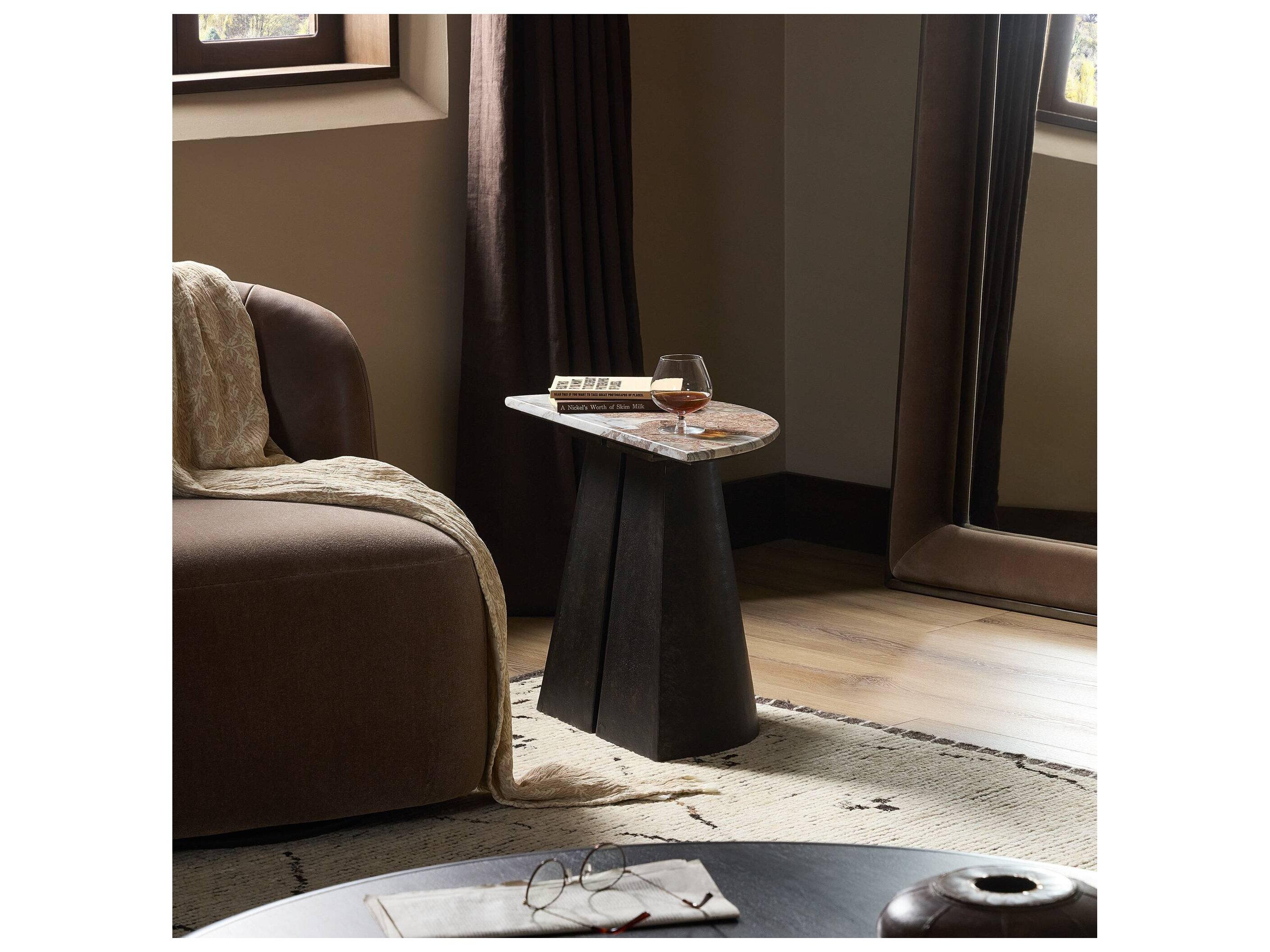 Four Hands Marlow Demilune Marble End Table