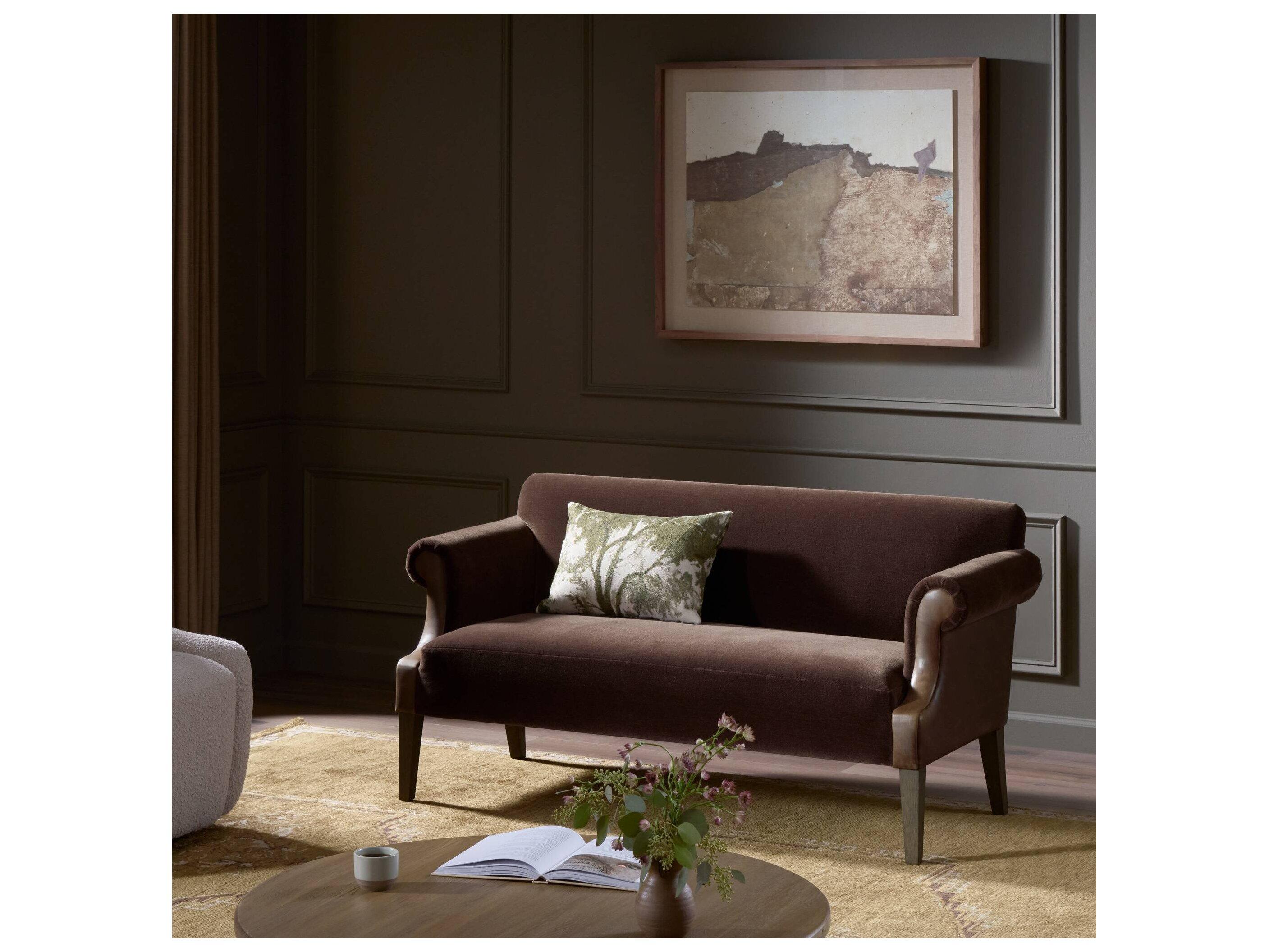 Four Hands Kensington Monte Chocolate Brown Leather Loveseat