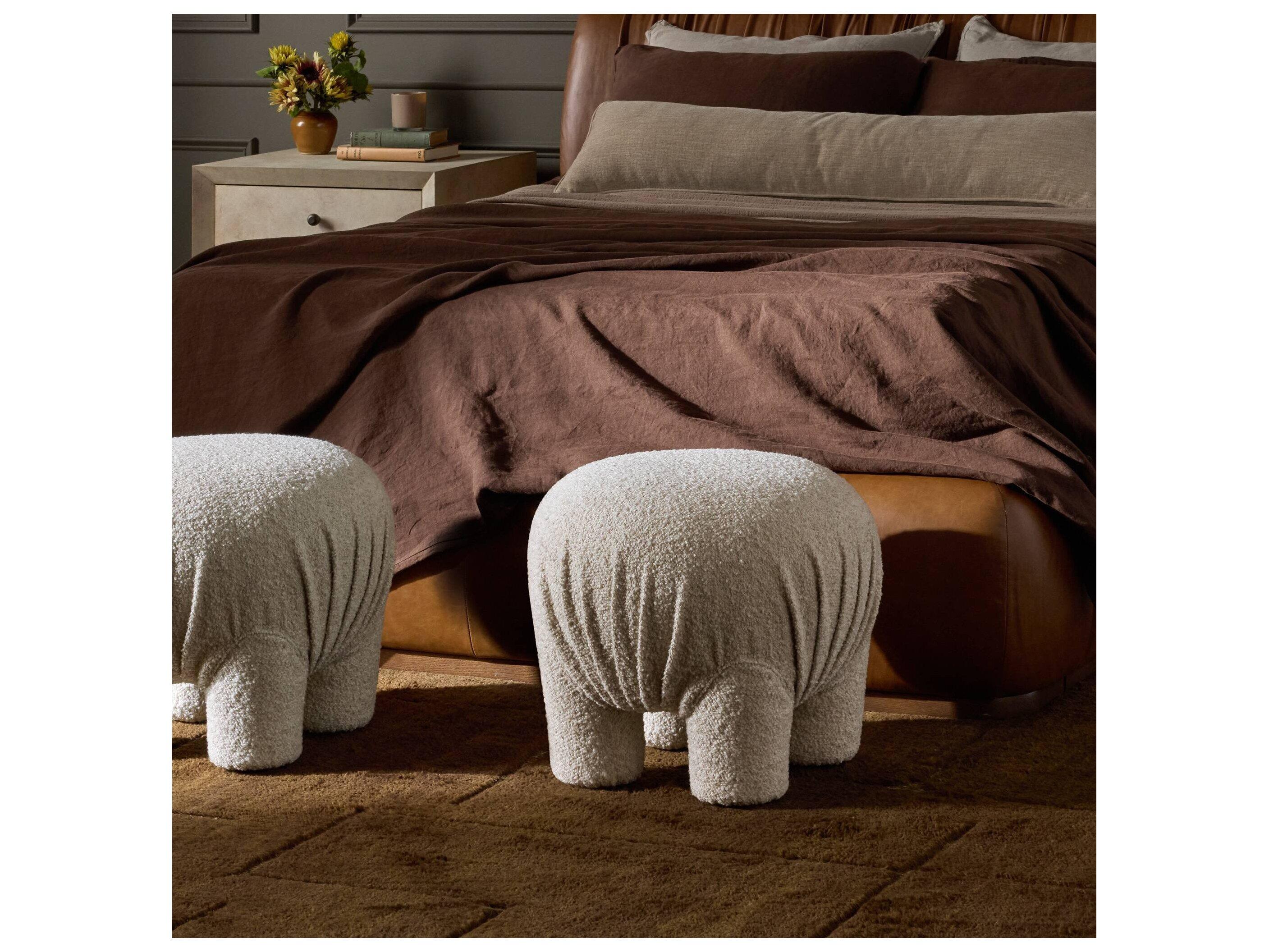 Four Hands Grayson Somerton Ash Tan Upholstered Ottoman