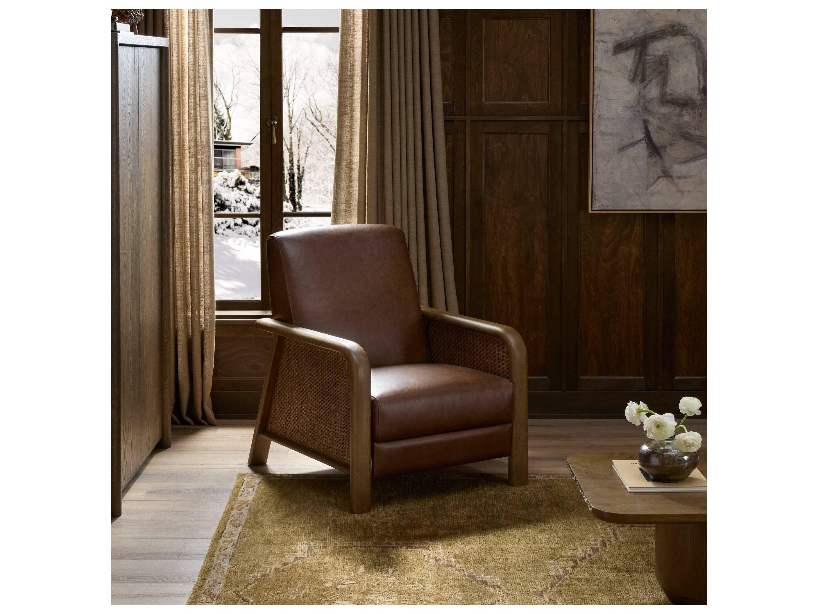 Four Hands Kensington Havana Brown Leather Recliner