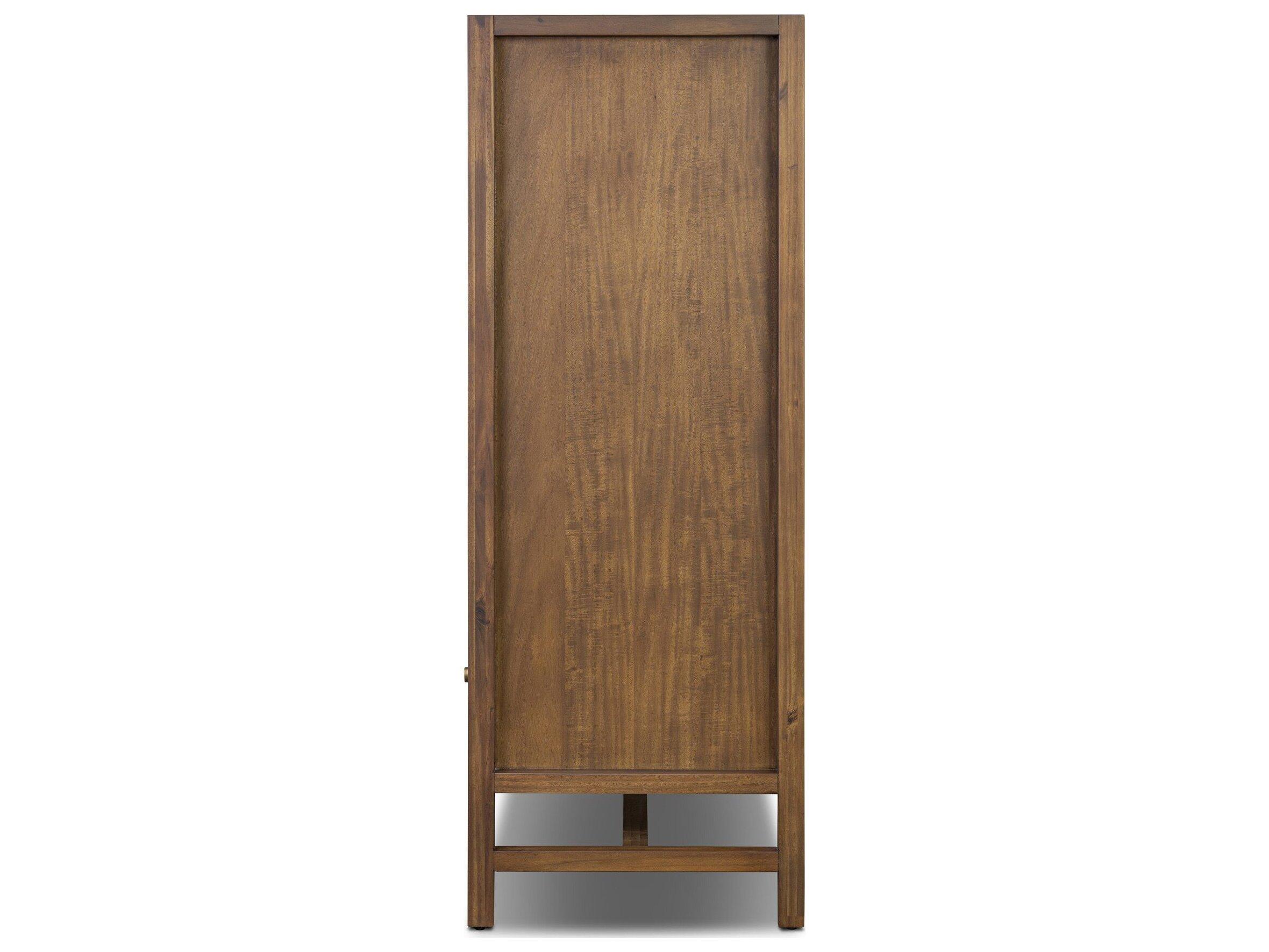 Four Hands Patten Saddle Tan Veneer Brown Acacia Wood Wardrobe Armoire