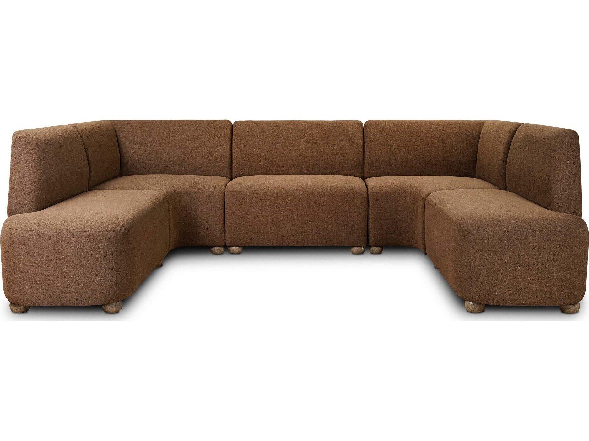 Four Hands Easton Oak Wood Brown Upholstered Armless Dining Chair