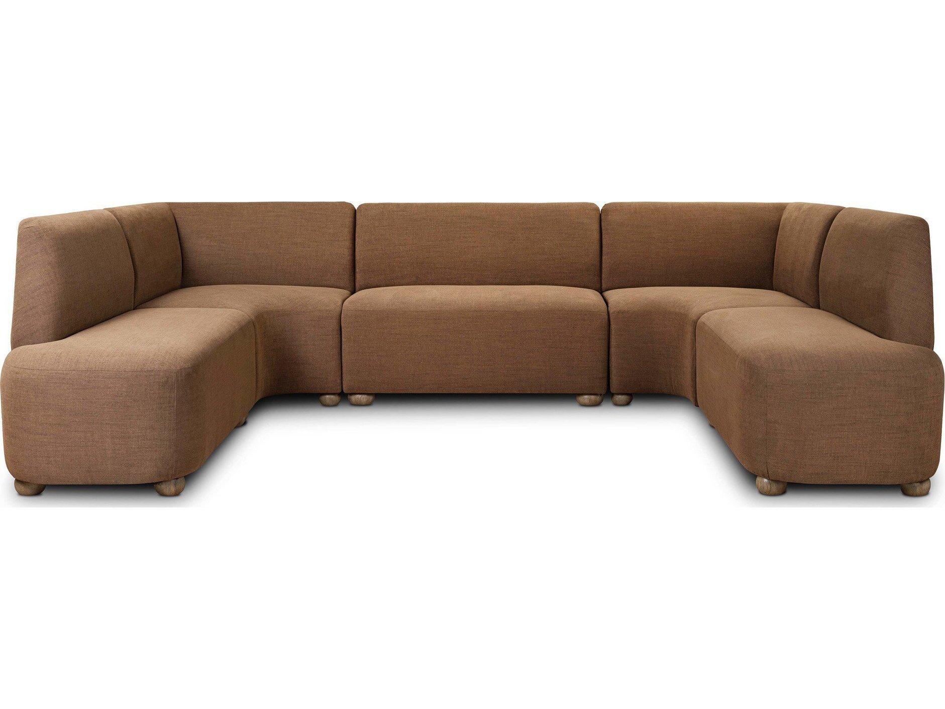 Four Hands Easton Oak Wood Brown Upholstered Armless Dining Chair