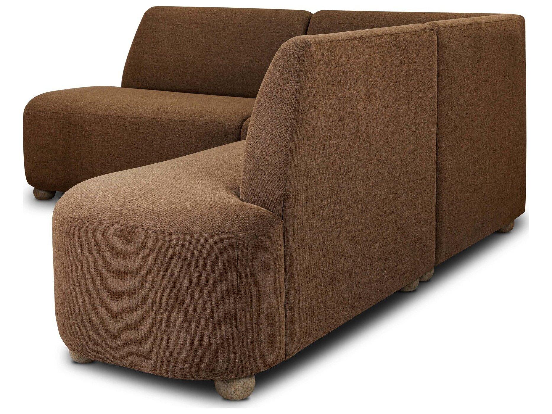 Four Hands Easton Oak Wood Brown Upholstered Armless Dining Chair