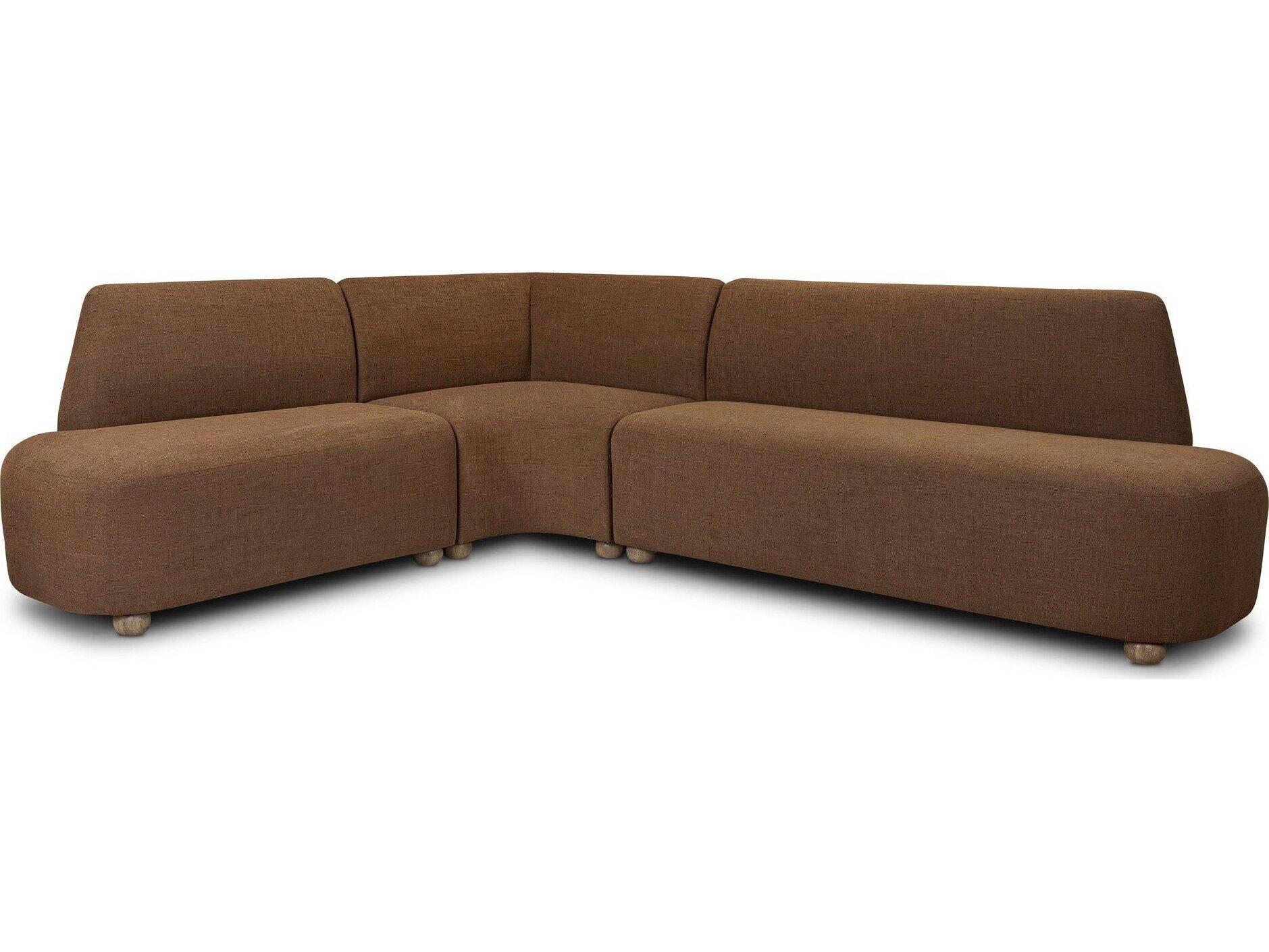 Four Hands Easton Oak Wood Brown Upholstered Armless Dining Chair