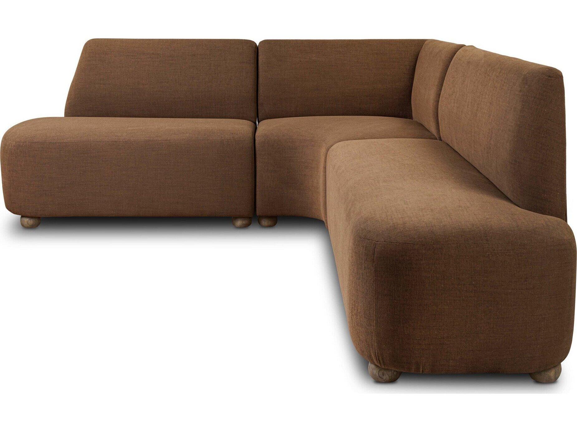 Four Hands Easton Oak Wood Brown Upholstered Armless Dining Chair