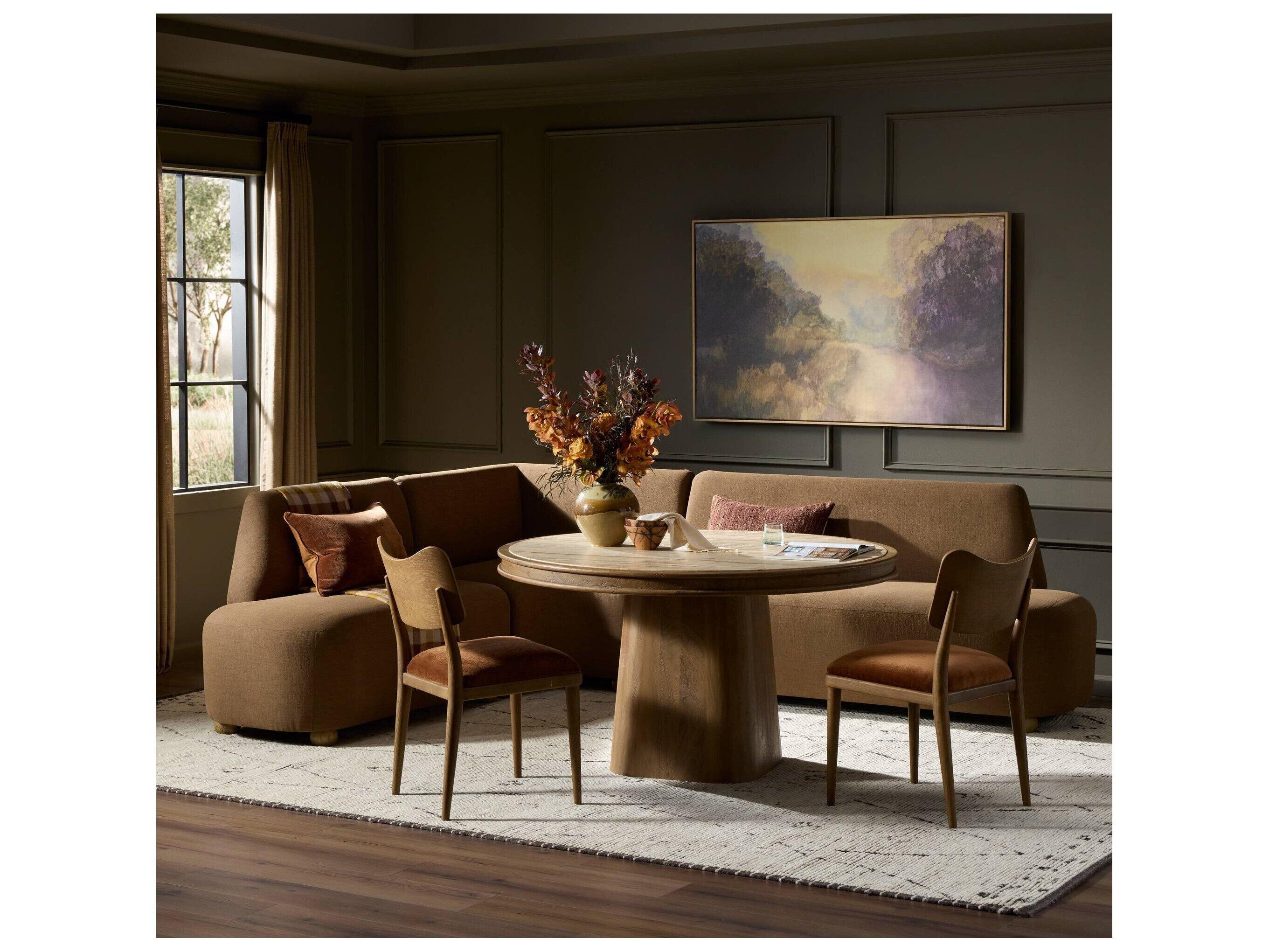 Four Hands Easton Oak Wood Brown Upholstered Armless Dining Chair