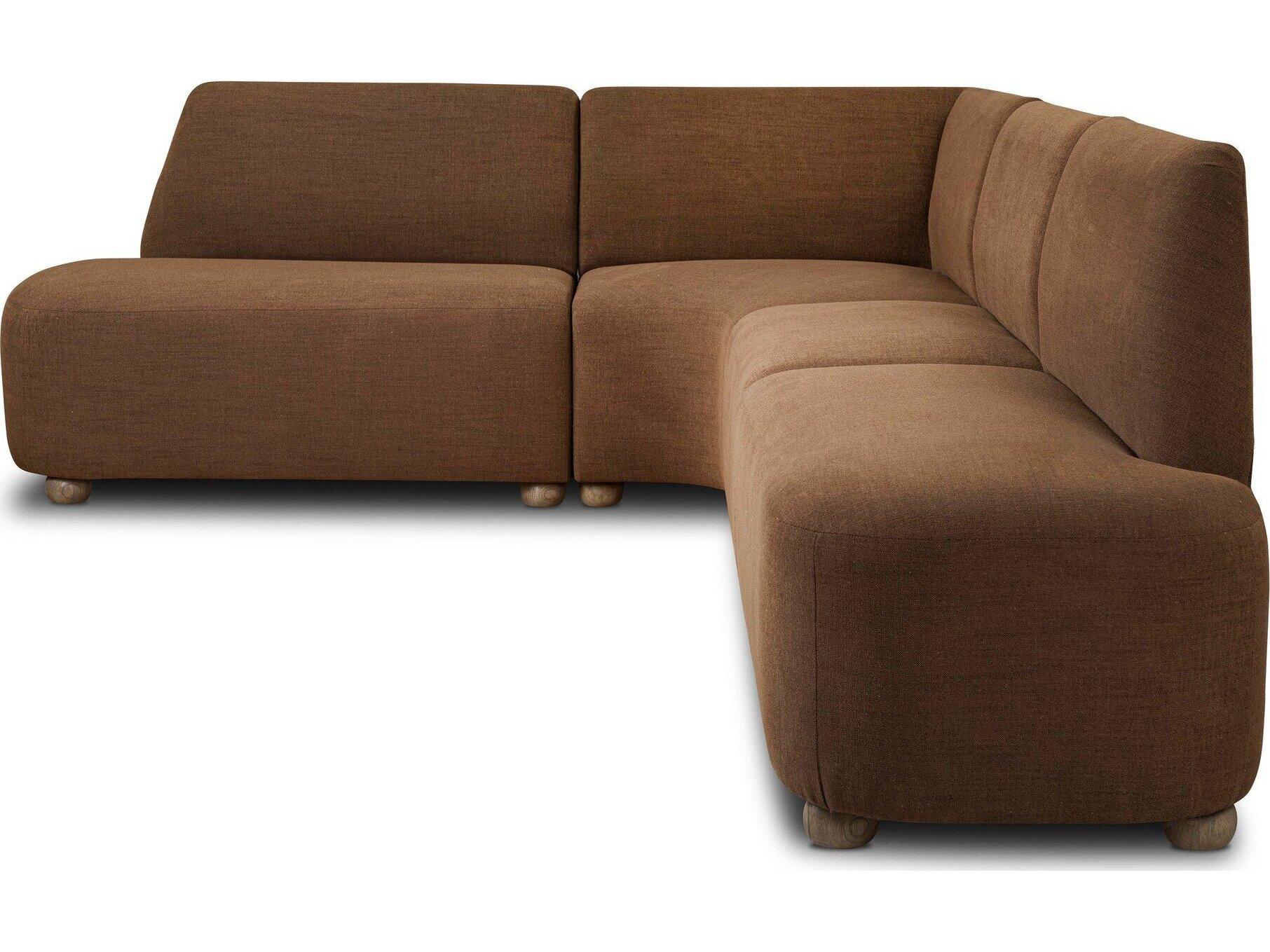 Four Hands Easton Oak Wood Brown Upholstered Armless Dining Chair