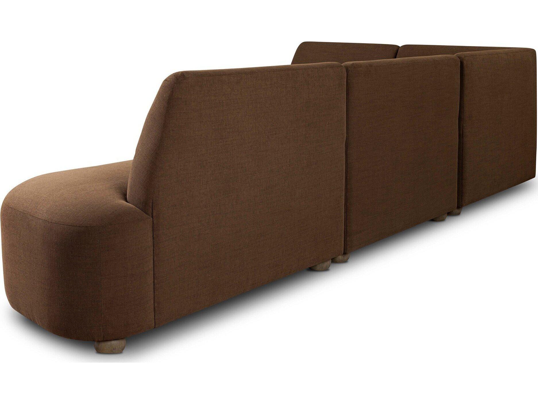 Four Hands Easton Oak Wood Brown Upholstered Armless Dining Chair