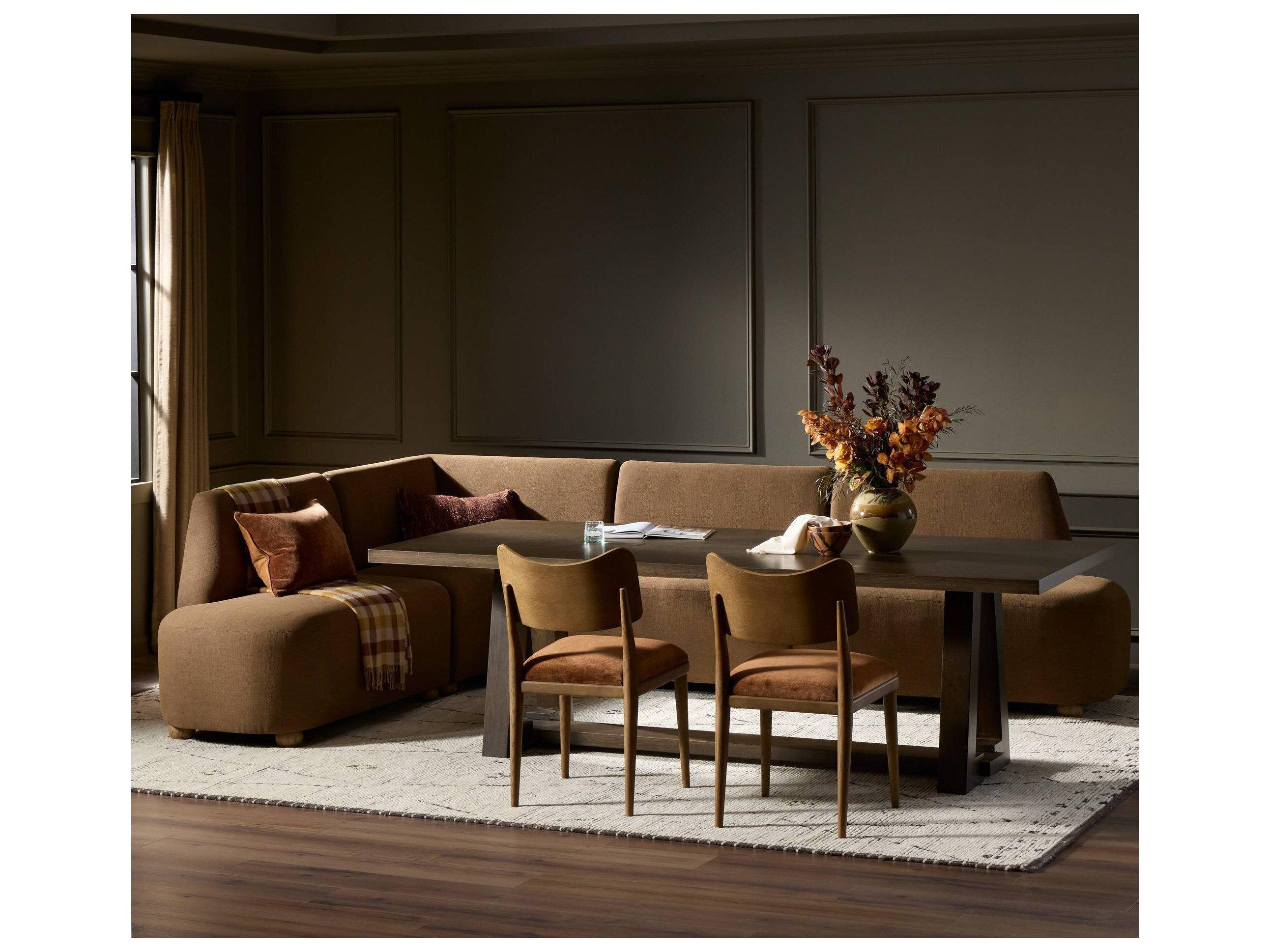 Four Hands Easton Oak Wood Brown Upholstered Armless Dining Chair