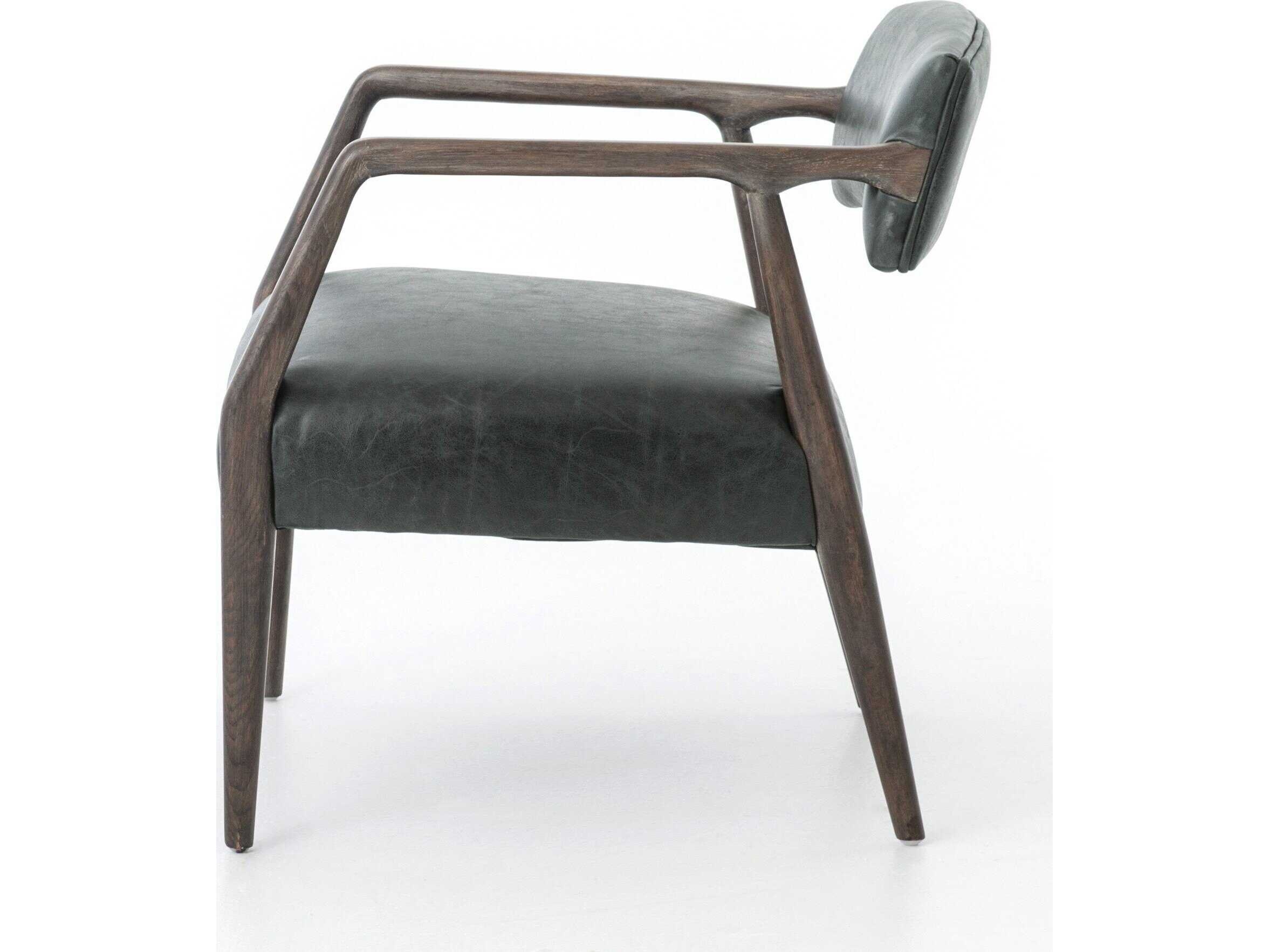 Four Hands Abbott Tyler Black Leather Accent Chair