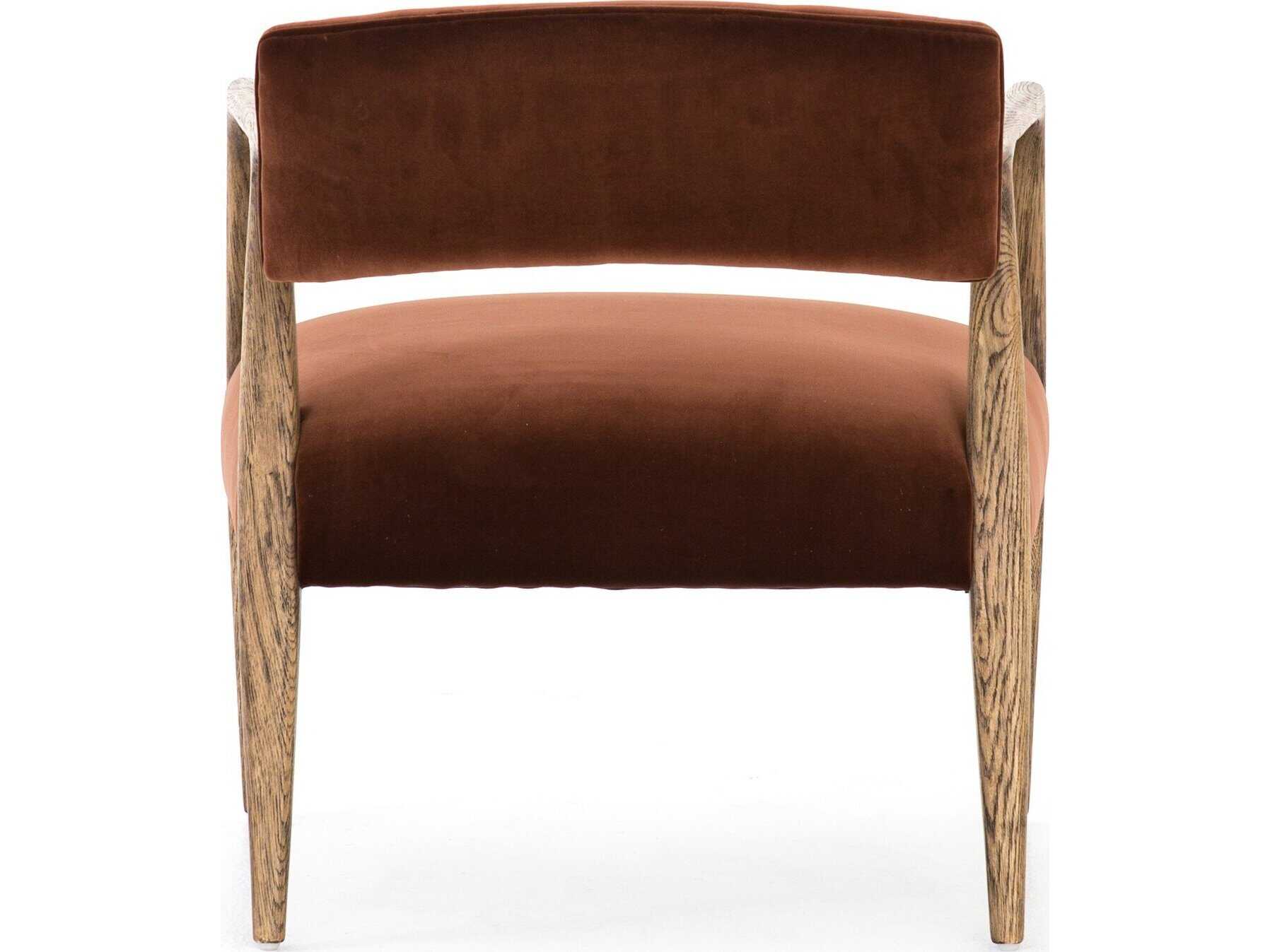 Four Hands Abbott Tyler Solid Wood Brown Upholstered Arm Dining Chair