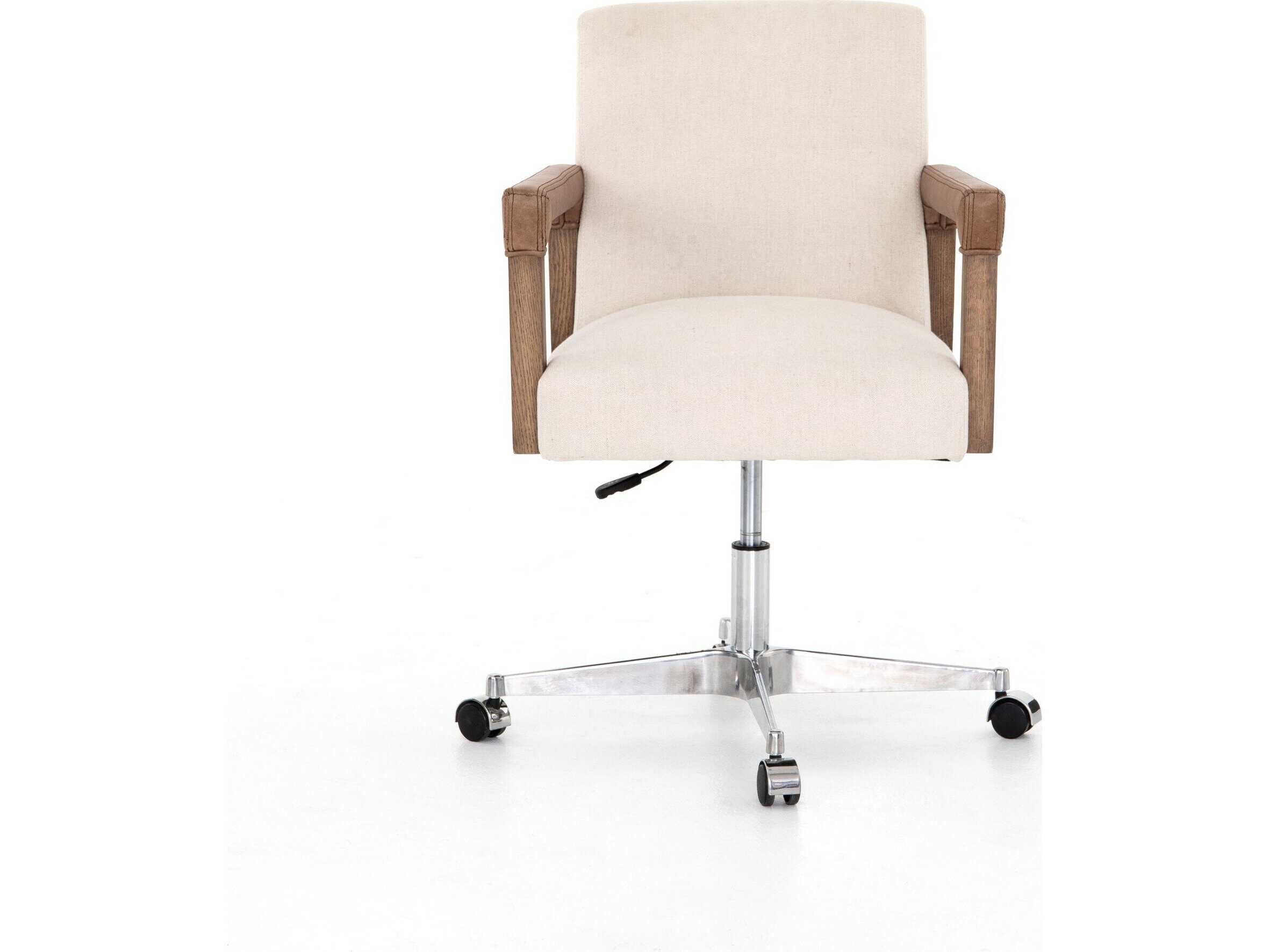 Four Hands Abbott White Upholstered Swivel Computer Office Chair