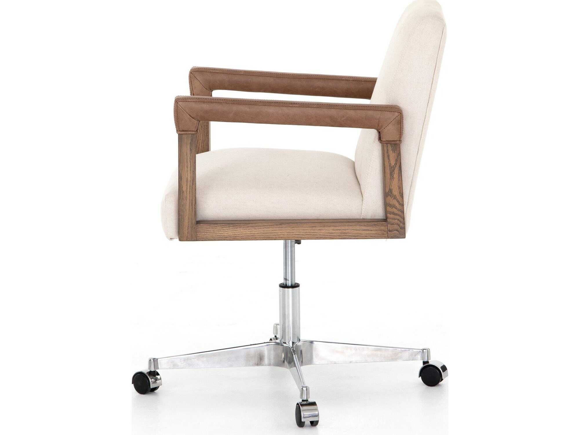 Four Hands Abbott White Upholstered Swivel Computer Office Chair