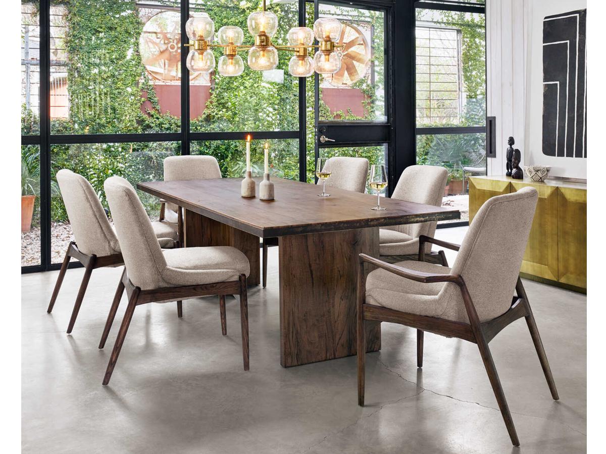 Four Hands Ashford Braden Solid Wood Beige Upholstered Arm Dining Chair