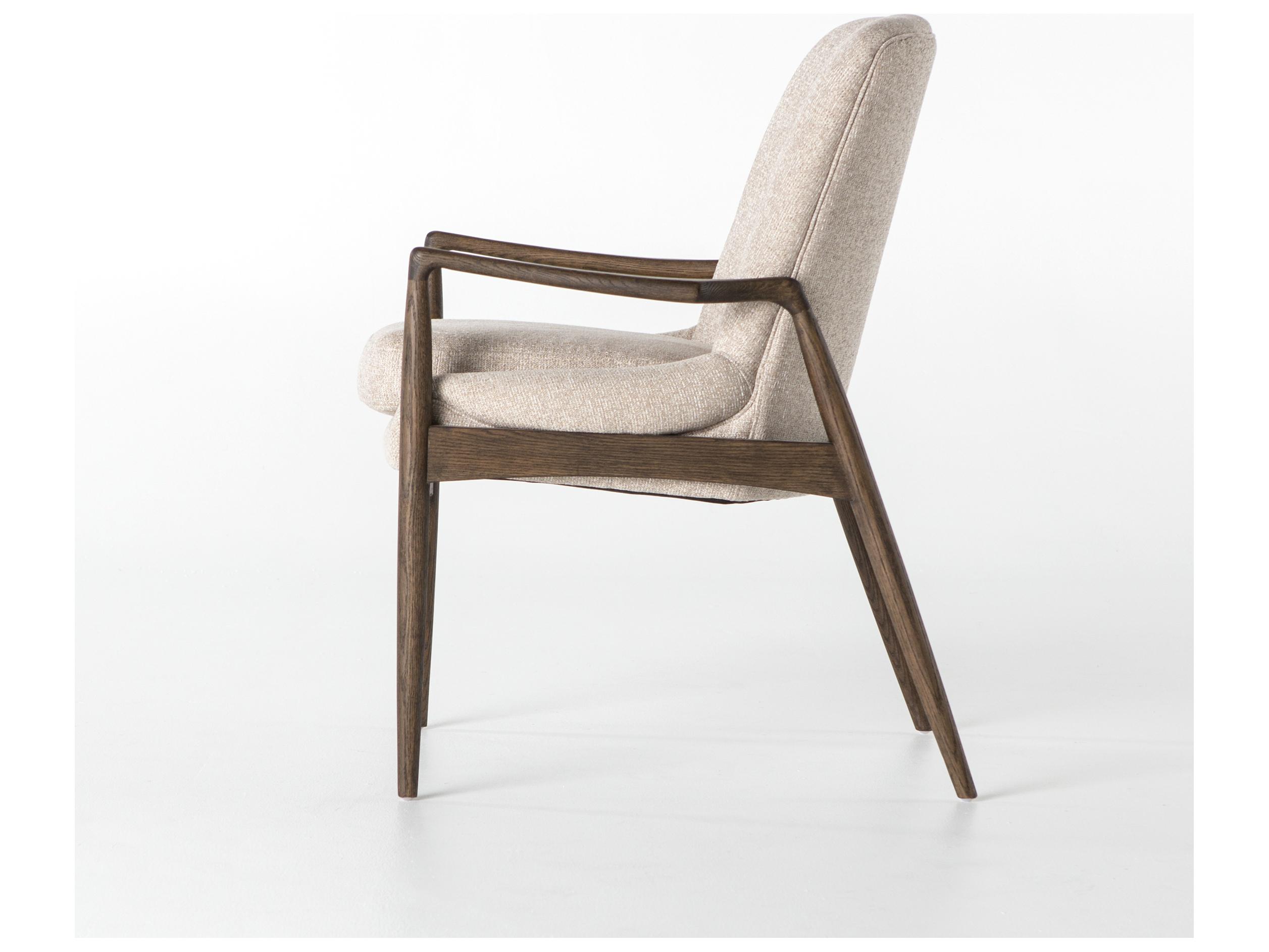 Four Hands Ashford Braden Solid Wood Beige Upholstered Arm Dining Chair