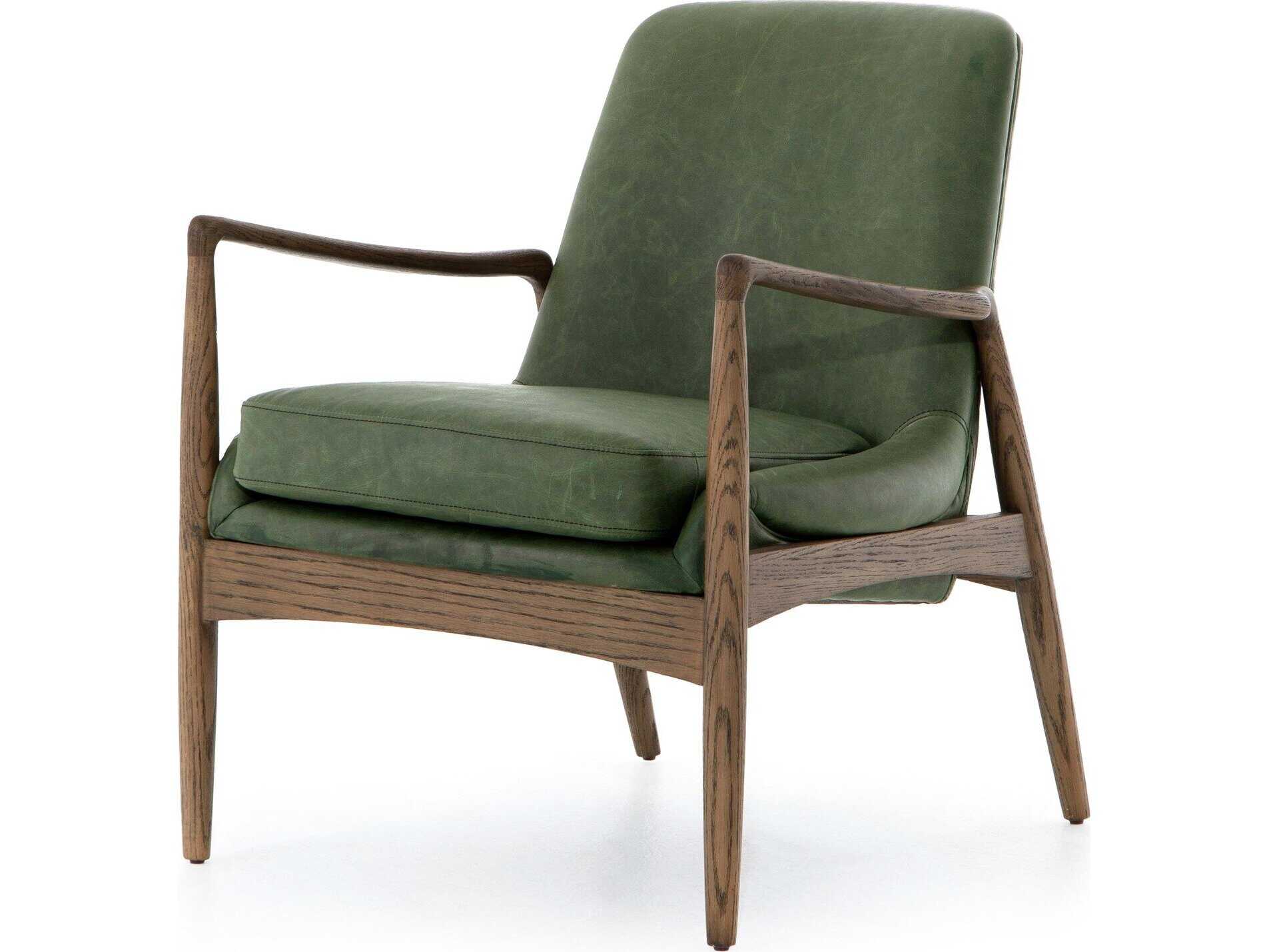 Four Hands Ashford Braden Green Leather Accent Chair